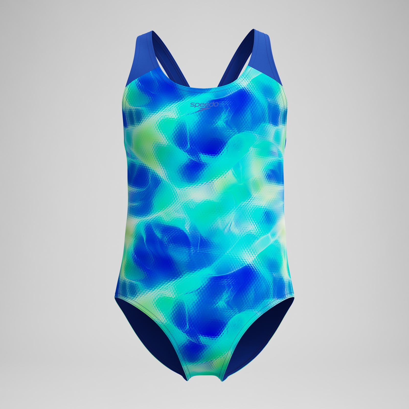 Girls Printed Splashback Swimsuit Blue/Green