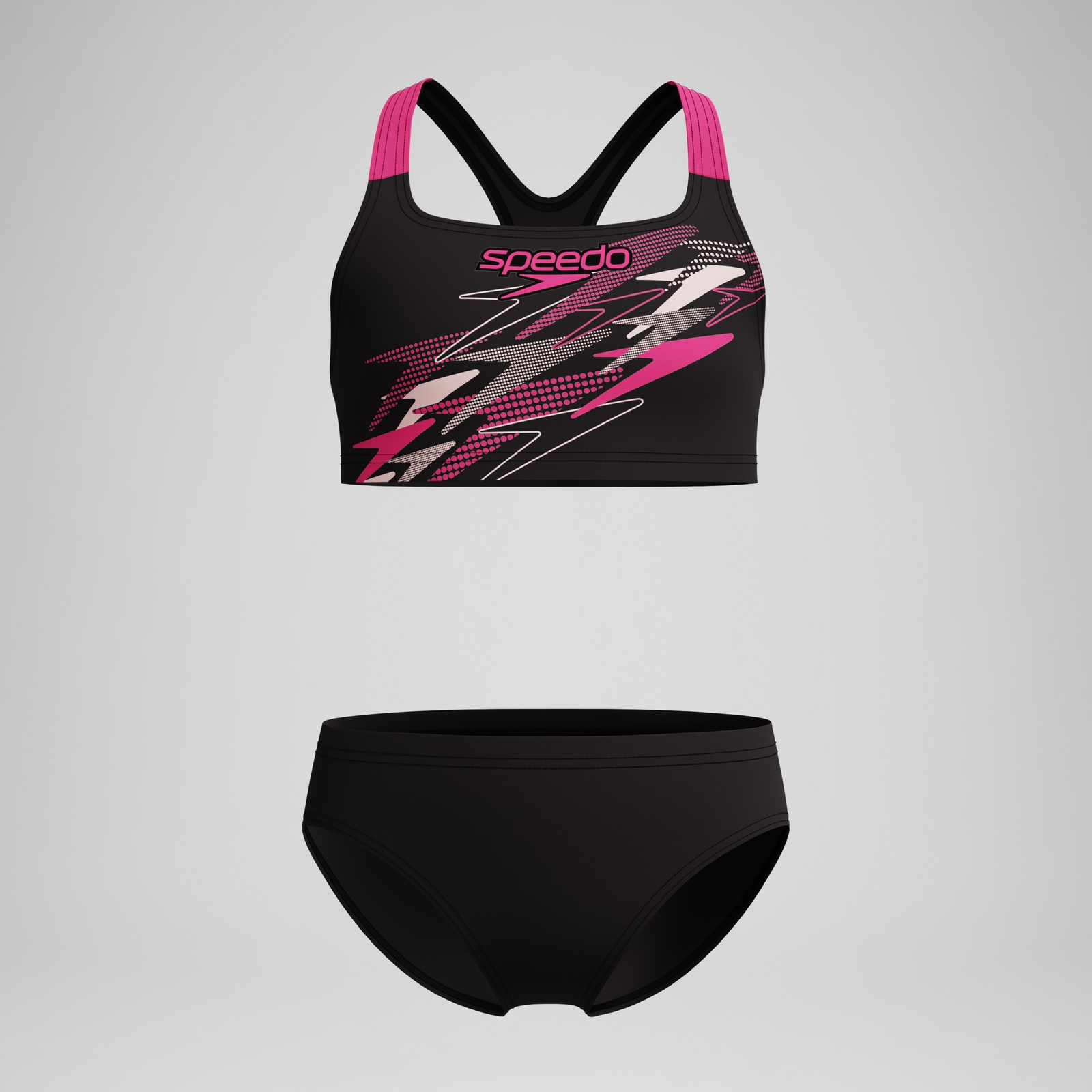 Girls Medley Logo Racerback Bikini Set Black/Pink