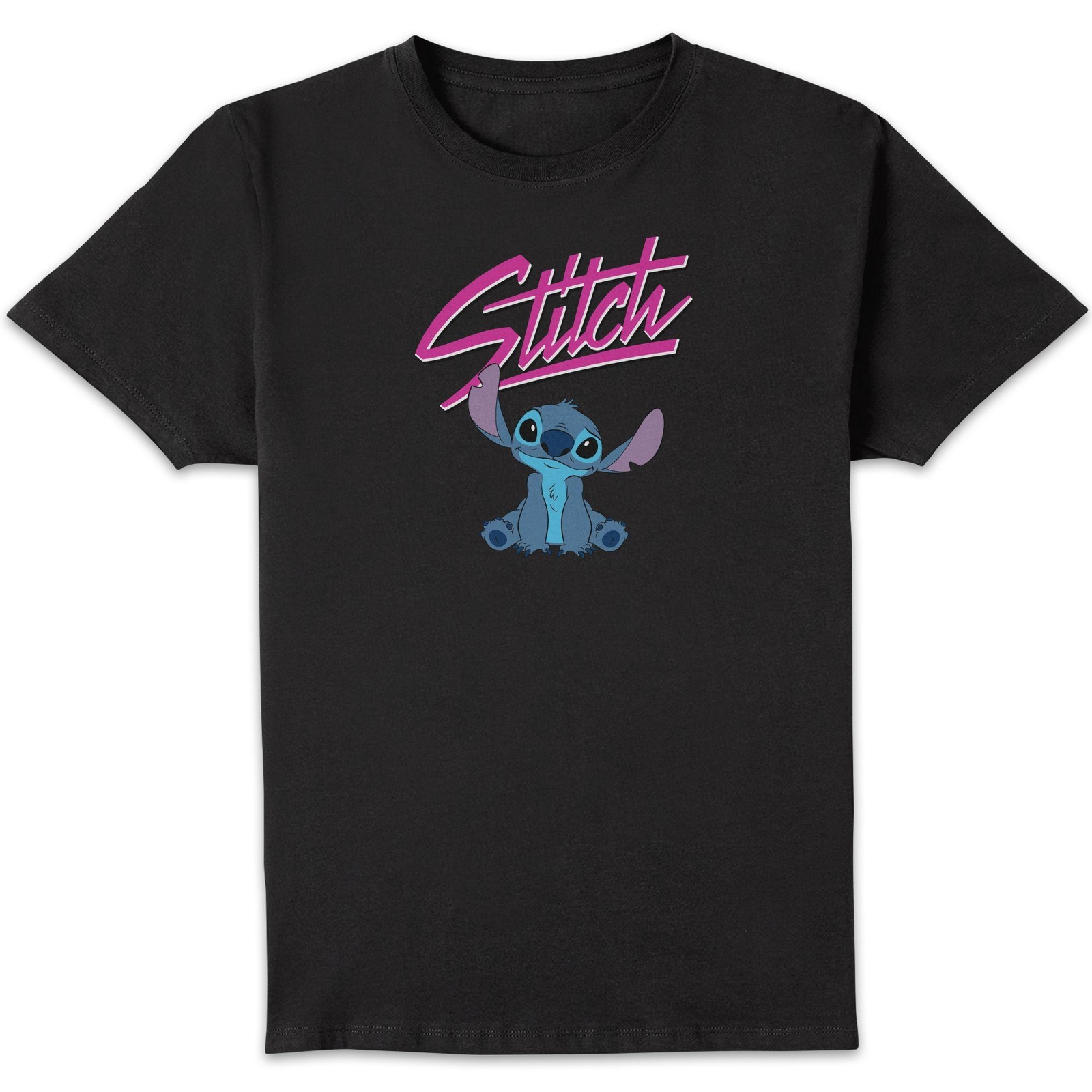 Disney Stitch Script Unisex T-Shirt - Black - S