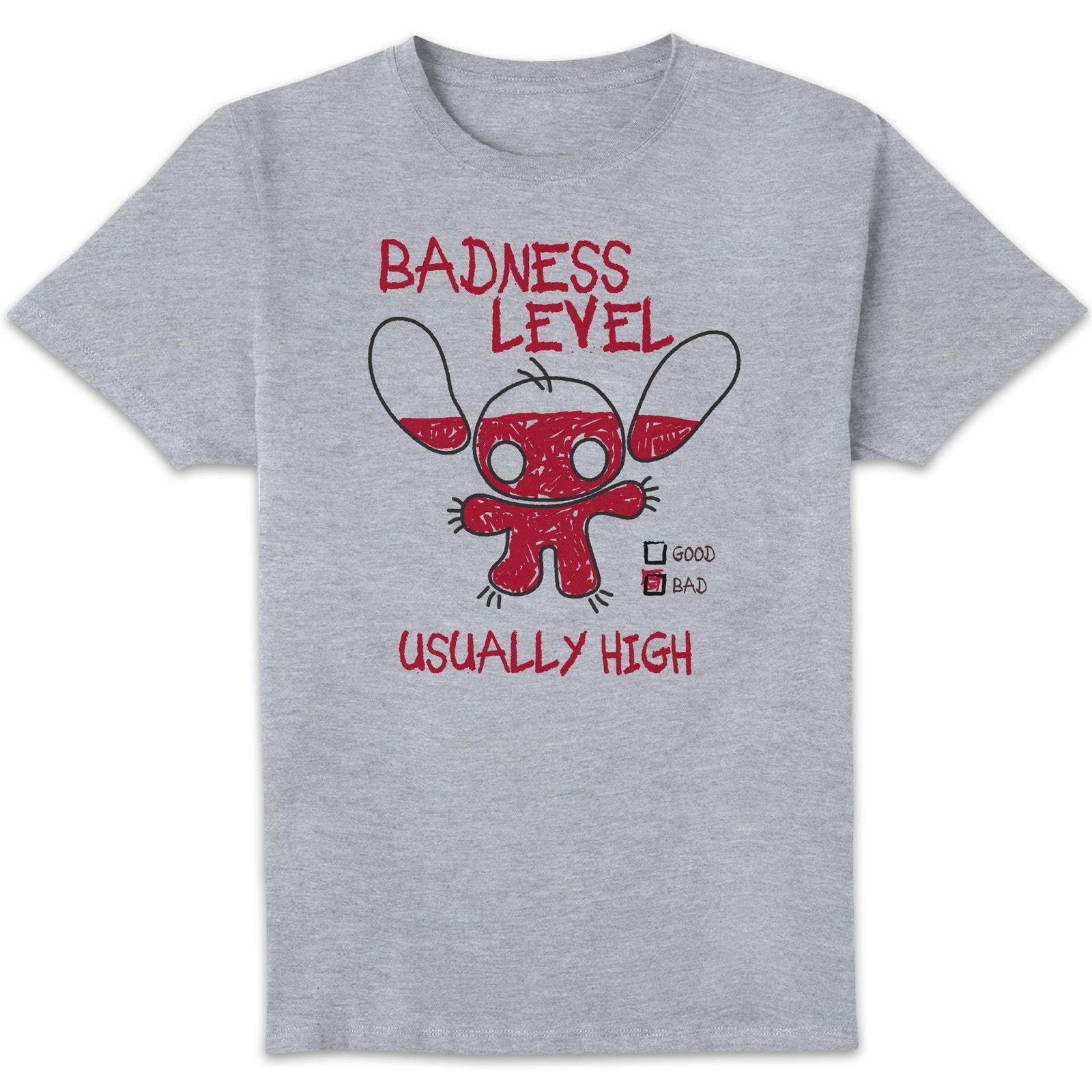 Disney Stitch Badness Level Unisexe T-shirt - Gris