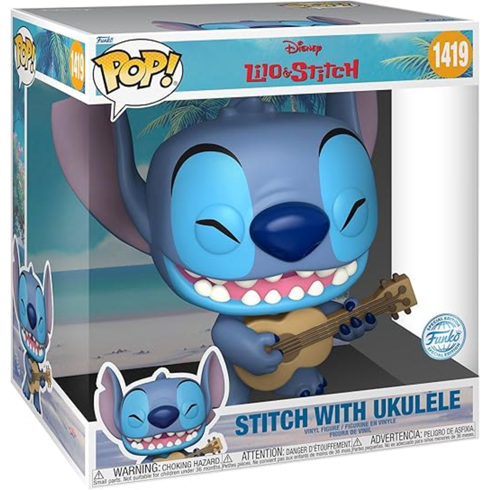 Image of Stitch Funko Pop! Jumbo Vinyl Figure with Ukulele