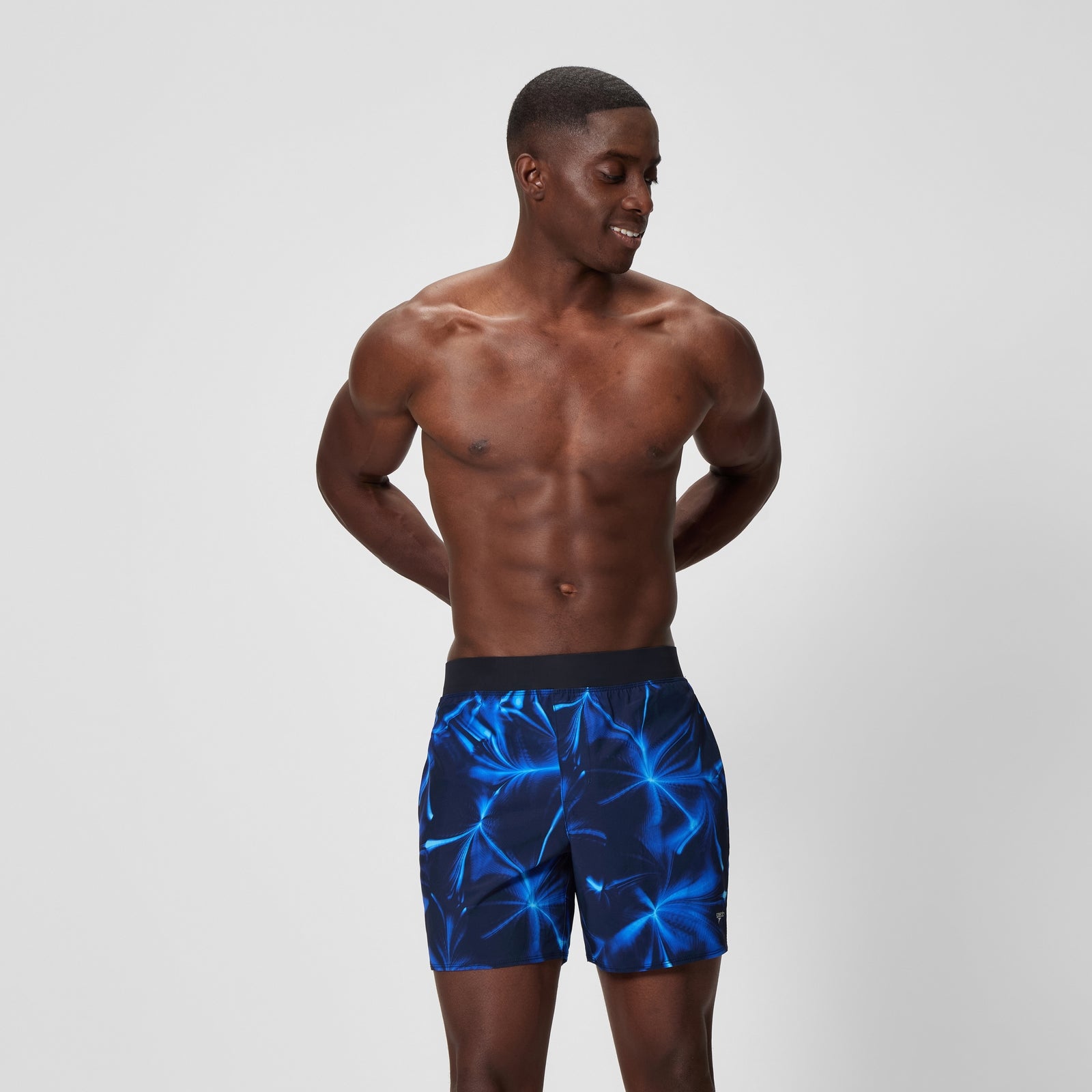 Speedo Men's Lookout Printed 16" Swim Shorts Black/Blue - M - Black