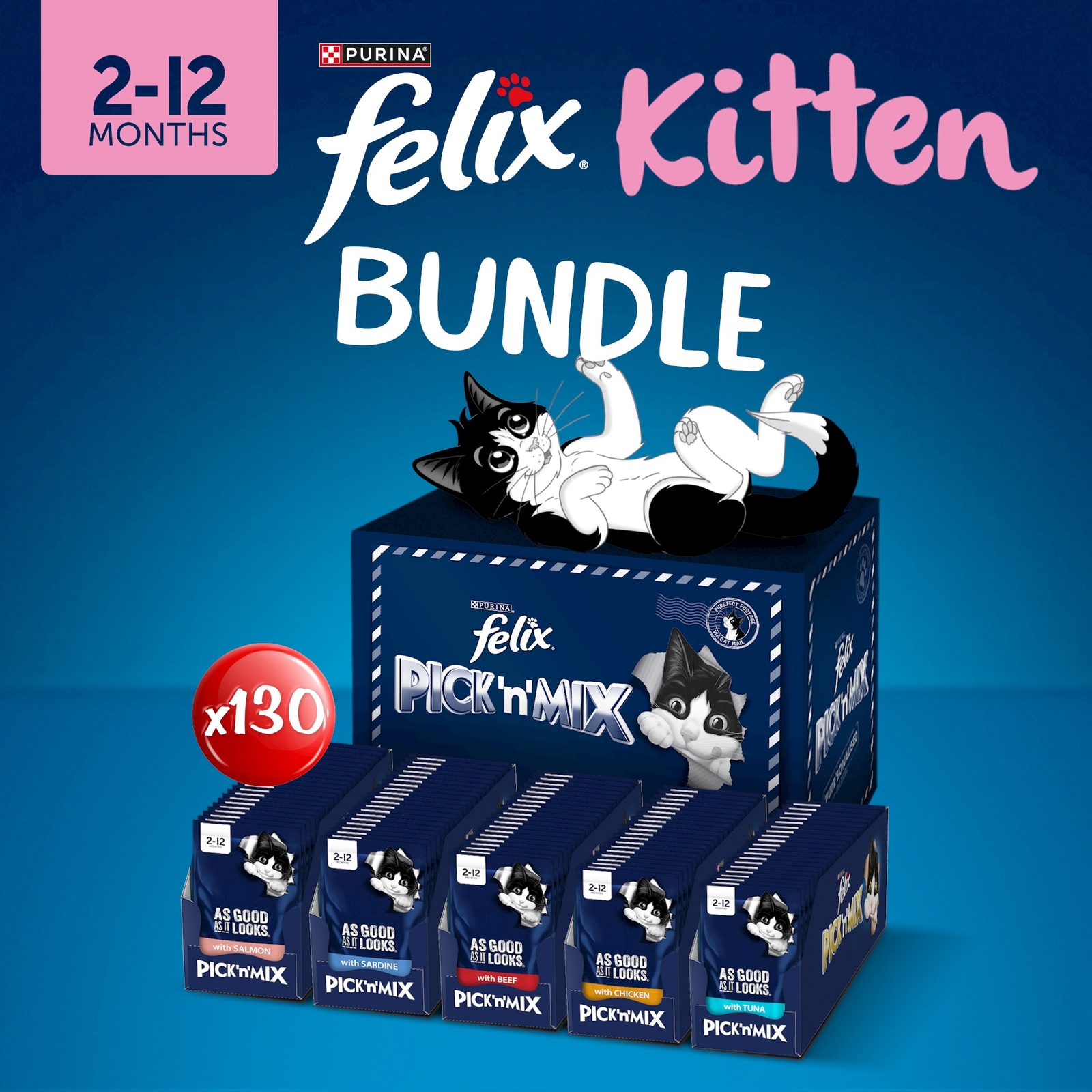 Felix Pre-Mixed Bundle Kitten Wet Cat Food 130x85g