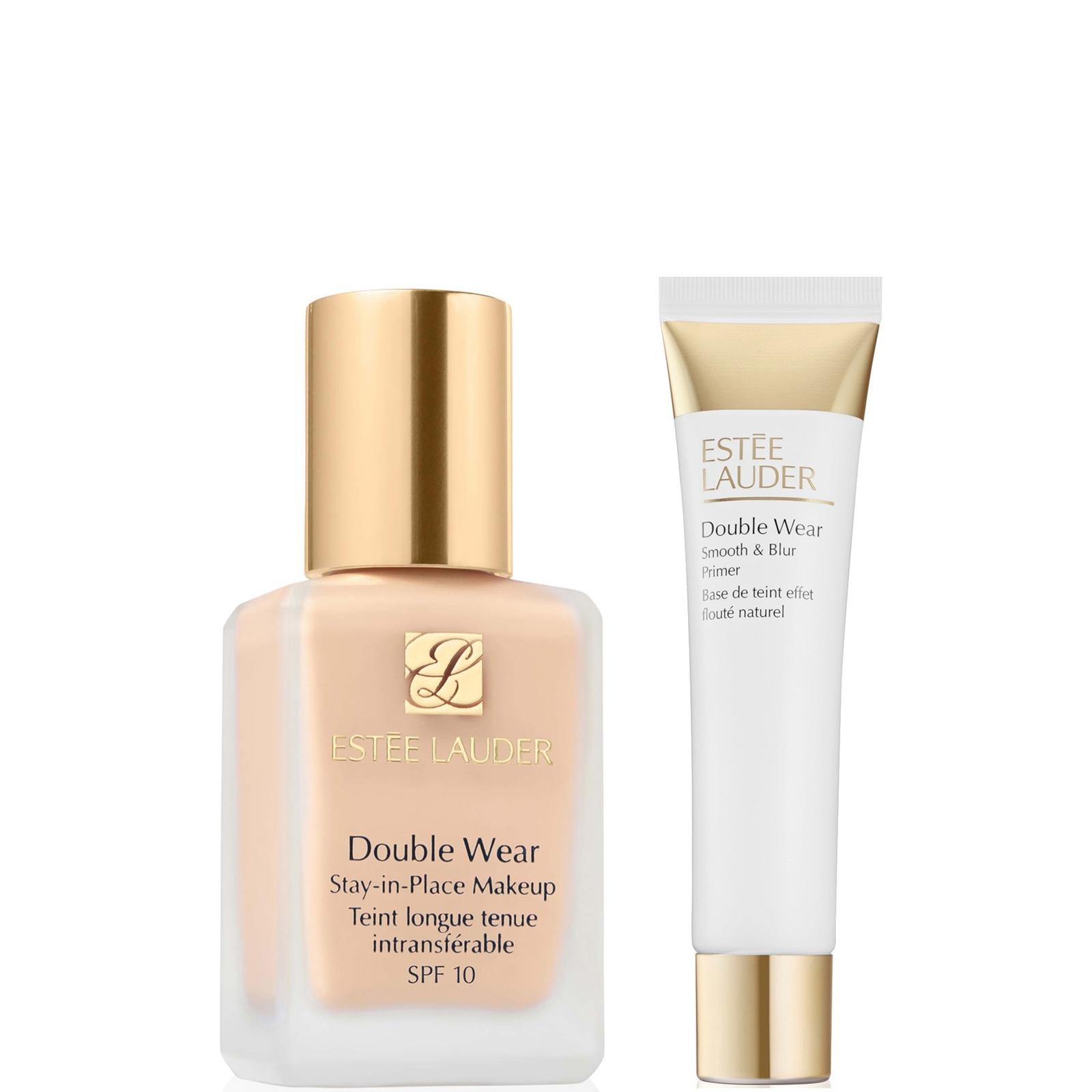 Estee Lauder Double Wear Stay-in-Place Makeup & Double Wear Smooth and Blur Primer Bundle (Various Shades) - 0N1 Alabaster