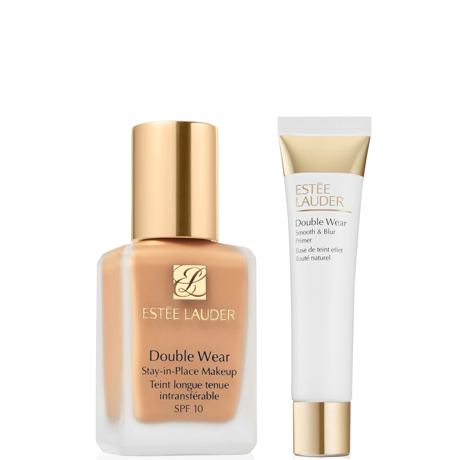 Estee Lauder Double Wear Stay-in-Place Makeup & Double Wear Smooth and Blur Primer Bundle (Various Shades) - W0 Warm Vanilla