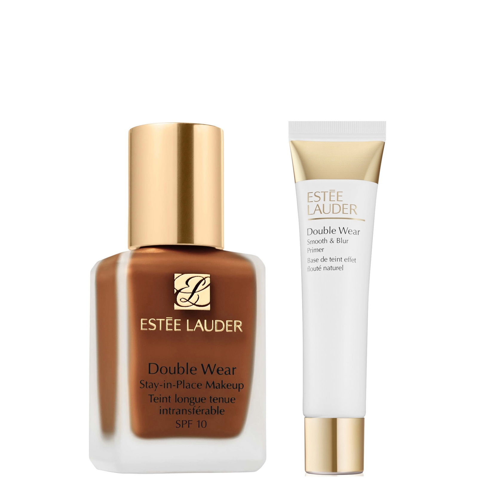 Estee Lauder Double Wear Stay-in-Place Makeup & Double Wear Smooth and Blur Primer Bundle (Various Shades) - 6W1 Sandalwood
