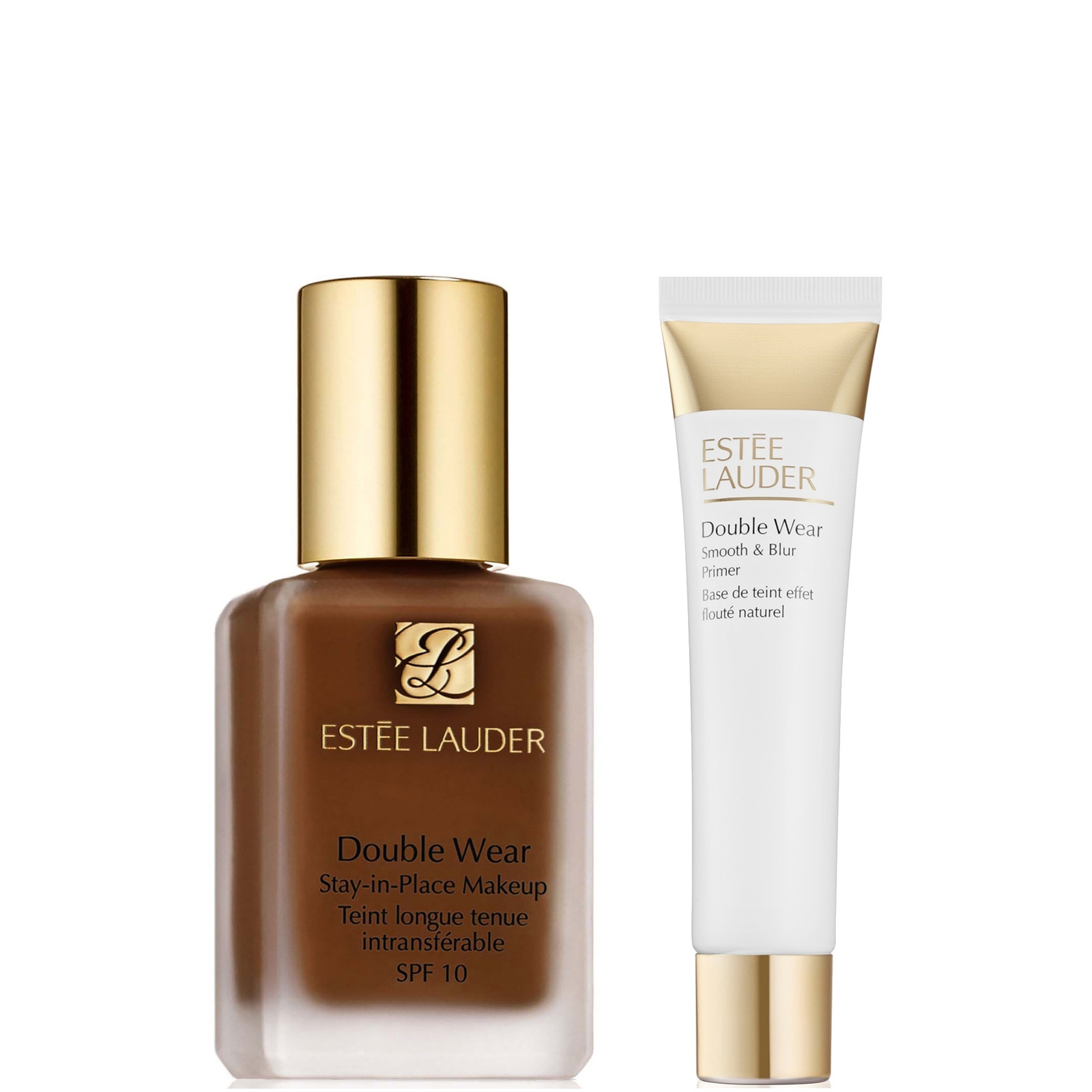 Estee Lauder Double Wear Stay-in-Place Makeup & Double Wear Smooth and Blur Primer Bundle (Various Shades) - 7C1 Rich Mahogany