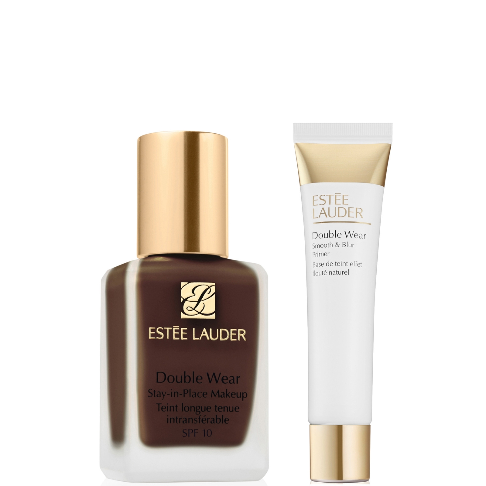 Estee Lauder Double Wear Stay-in-Place Makeup & Double Wear Smooth and Blur Primer Bundle (Various Shades) - 9N1 Ebony