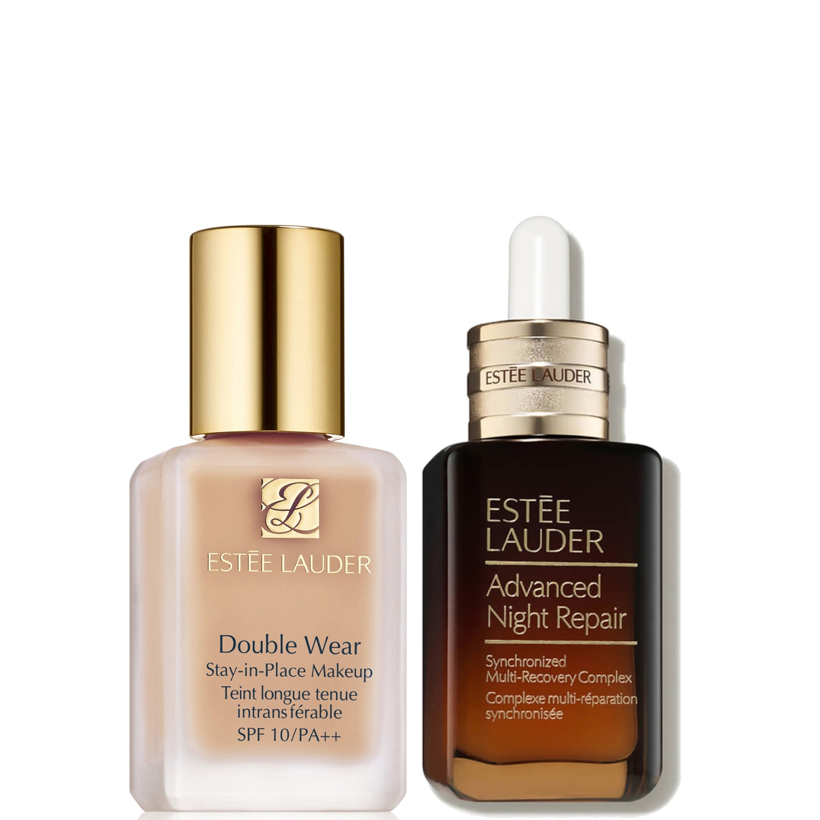 Estee Luader Double Wear Stay-in-Place Makeup & Advanced Night Repair Serum Bundle (Various Shades) - 1N0 Porcelain