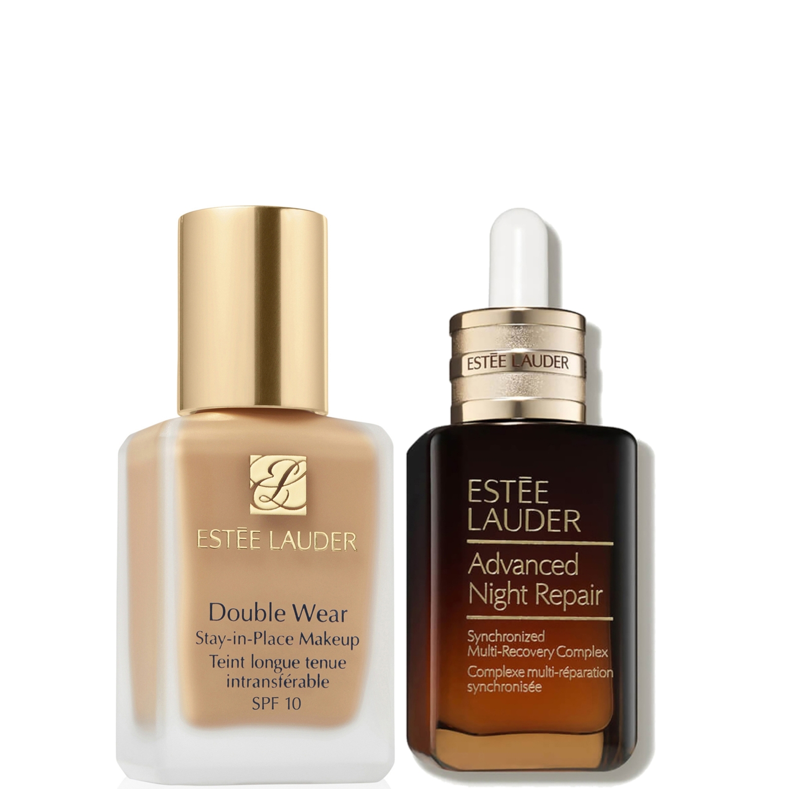 Estee Luader Double Wear Stay-in-Place Makeup & Advanced Night Repair Serum Bundle (Various Shades) - 1W1 Bone