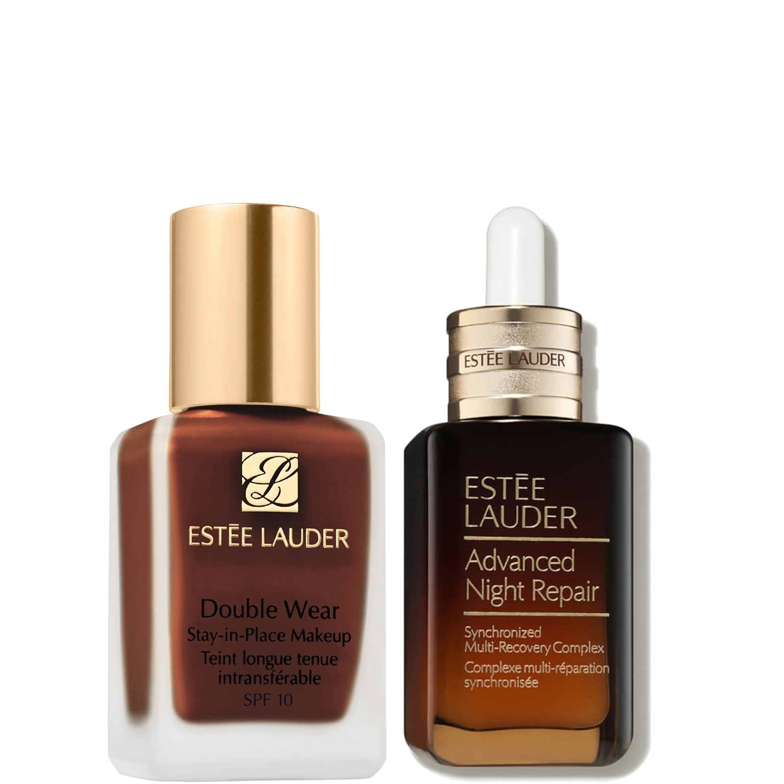Estee Luader Double Wear Stay-in-Place Makeup & Advanced Night Repair Serum Bundle (Various Shades) - 7N1 Deep Amber