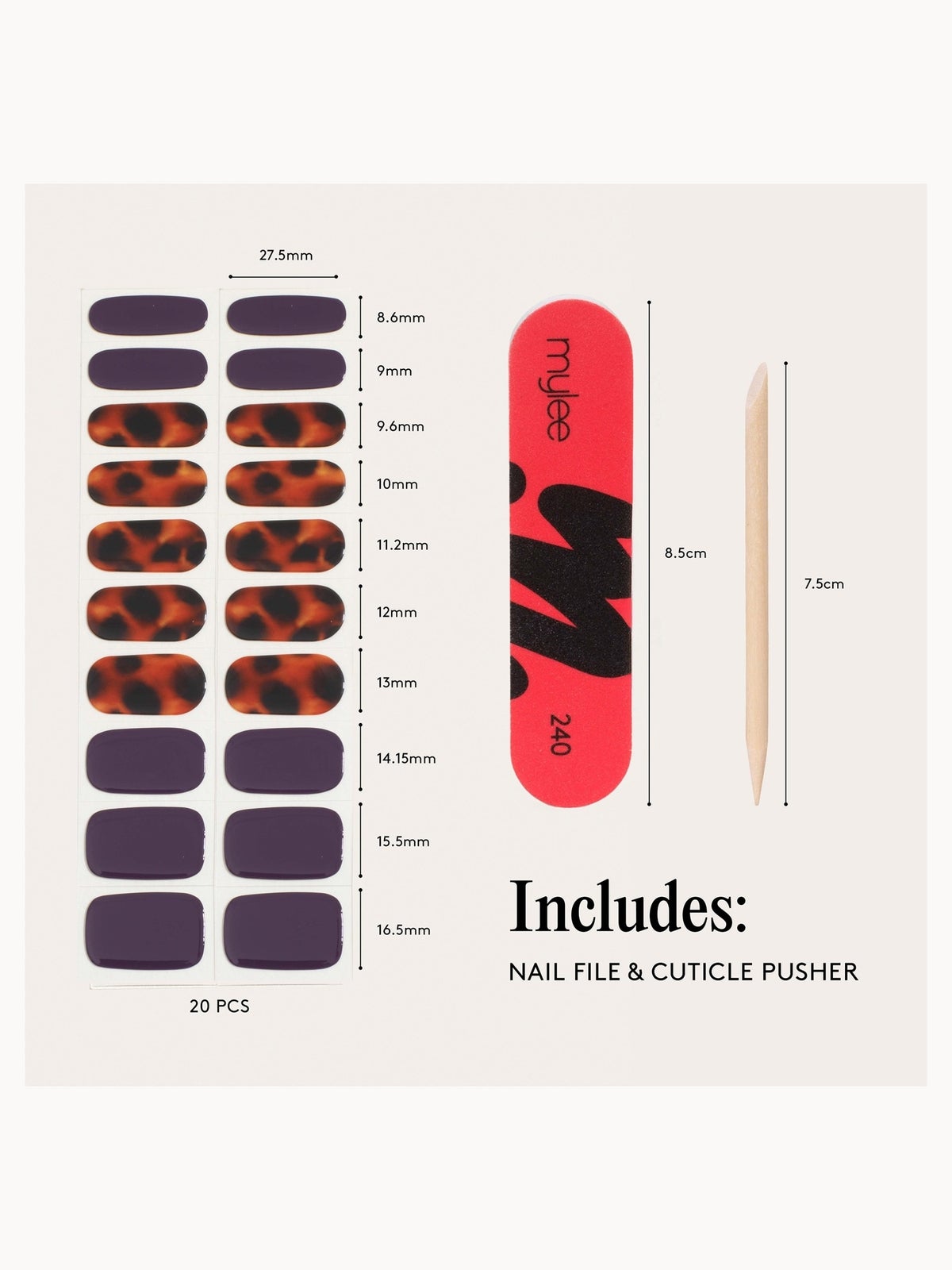 Mylee Gel Nail Wraps - Mulberry Clash 3