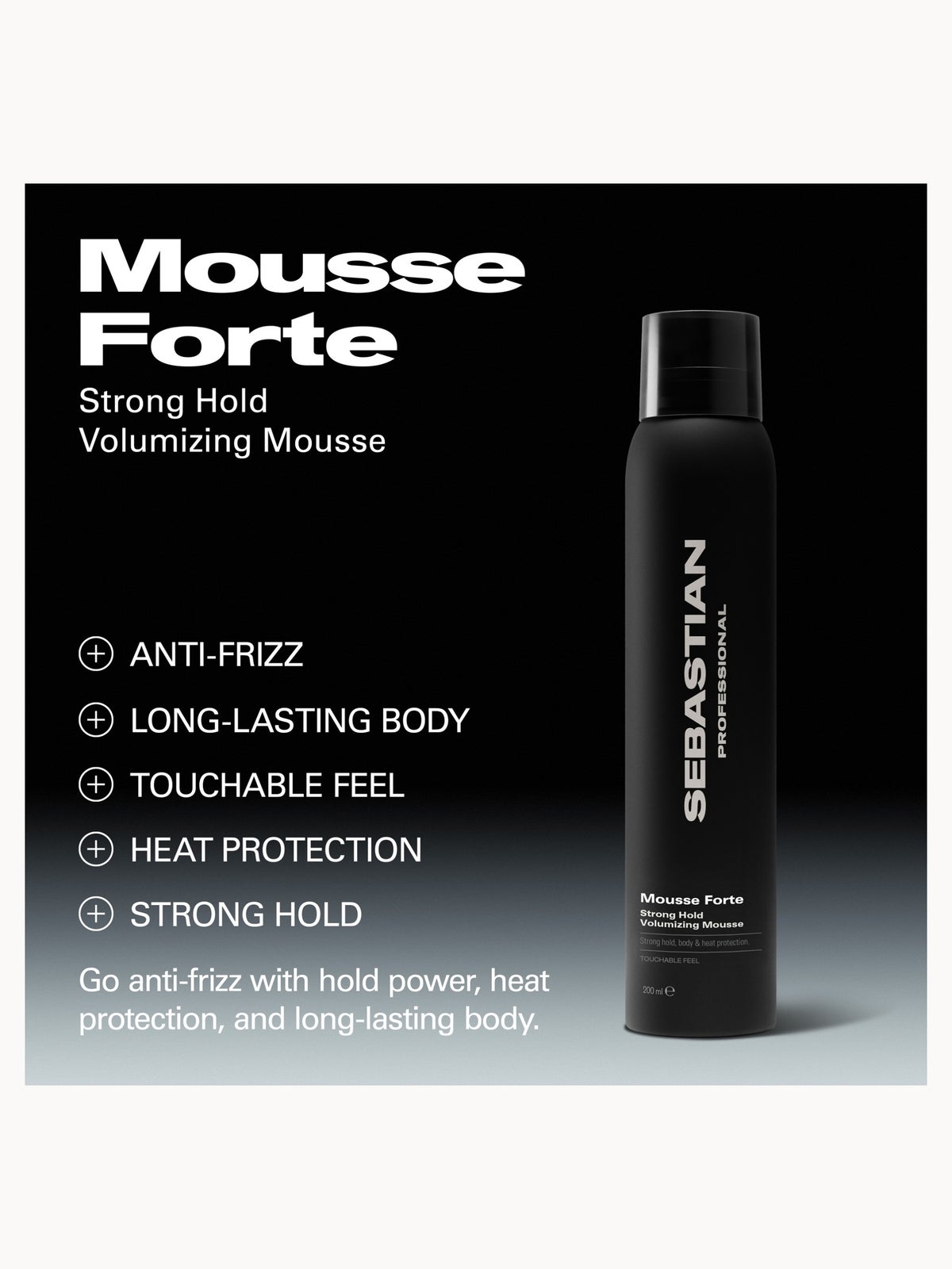 Sebastian Professional Mousse Forte Strong Hold volumising Mousse, 200ml, photo 2