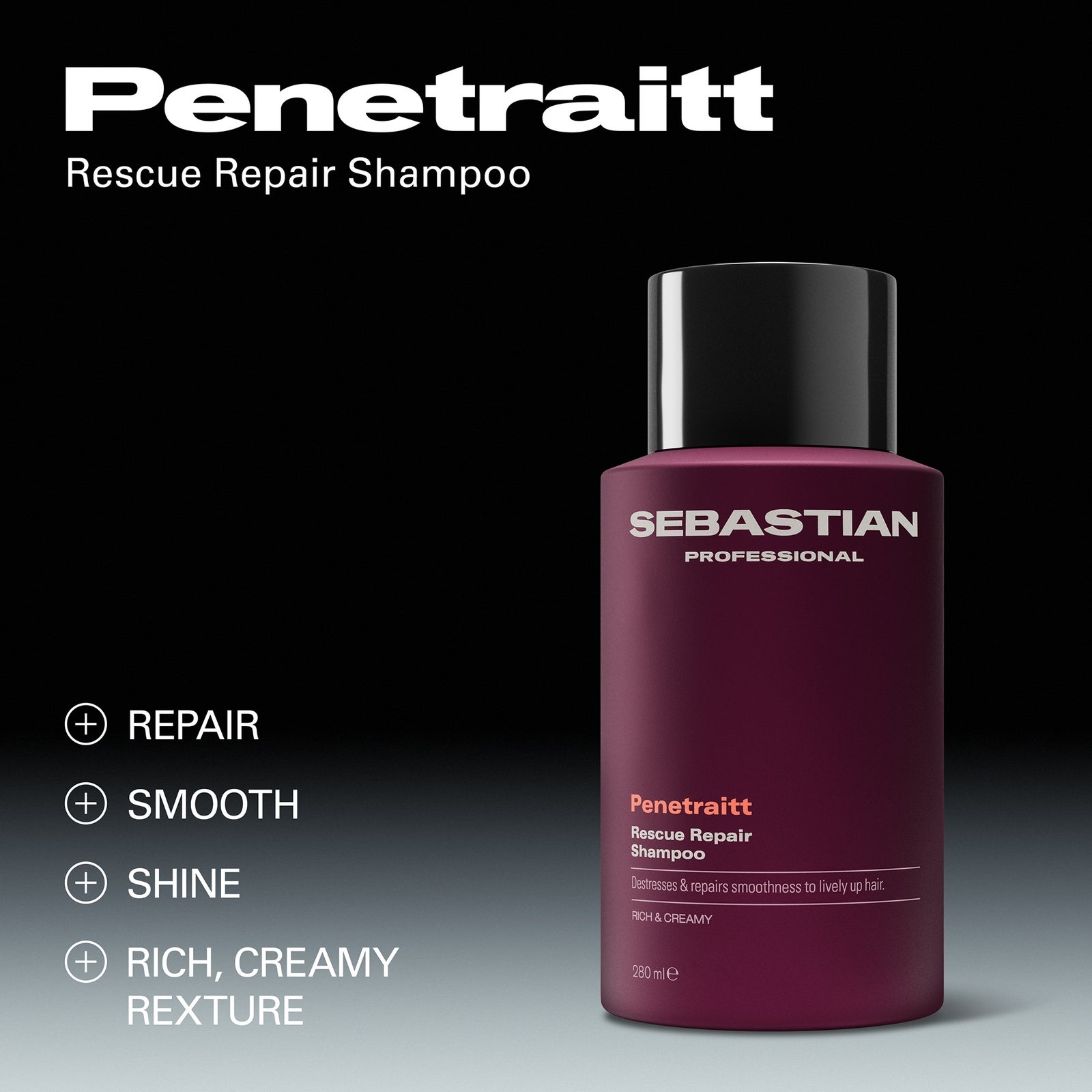 Sebastian Professional Penetraitt Rescue Repair Shampoo for Damaged Hair, 280ml, photo 2