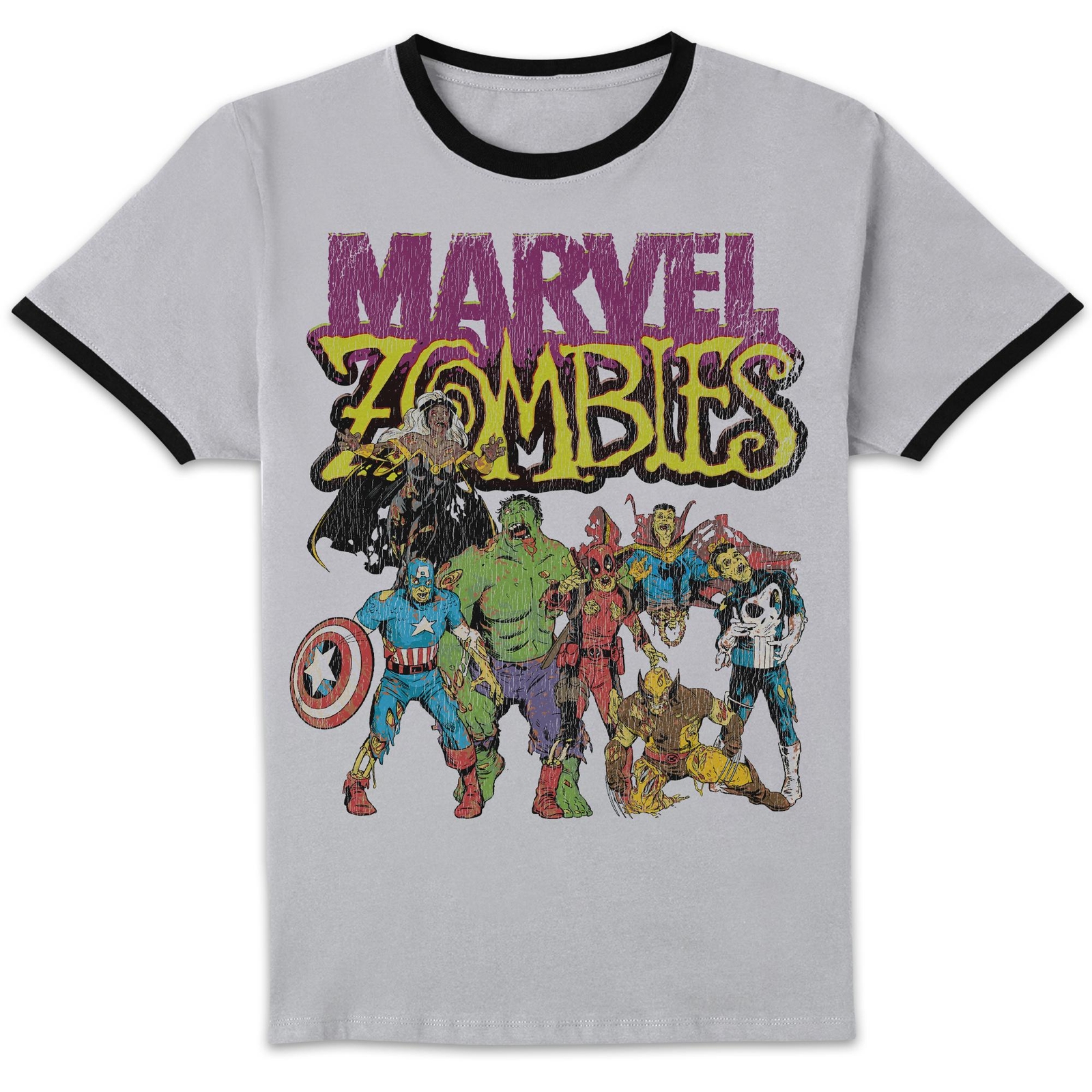 Marvel Zombies Group Unisex Ringer T-Shirt - White/Black - M