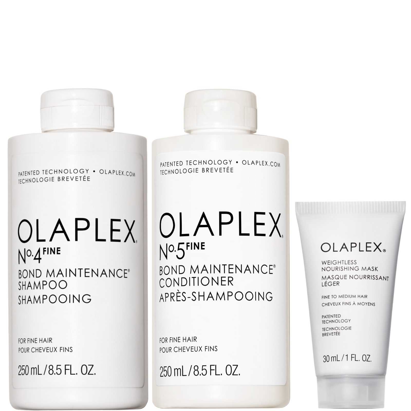 Olaplex No.4 Fine Shampoo + No. 5 Conditioner + deluxe size Weightless Nourishing Mask (Free)