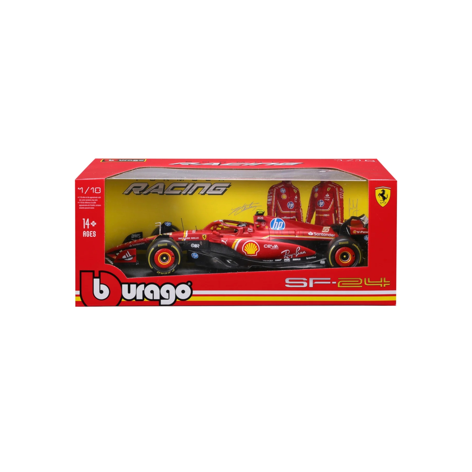 Bburago F1 2024 Ferrari SF-24 Leclerc With Helmet 1:18 Scale Model