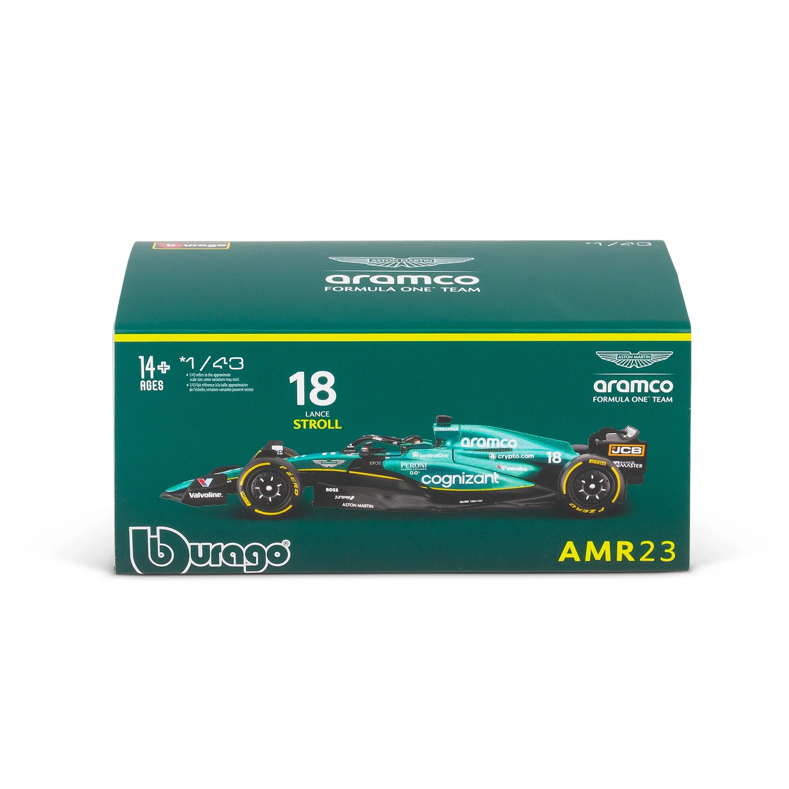 Bburago F1 Aston Martin 2023 AMR23 With Stroll Helmet 1:43 Scale Model