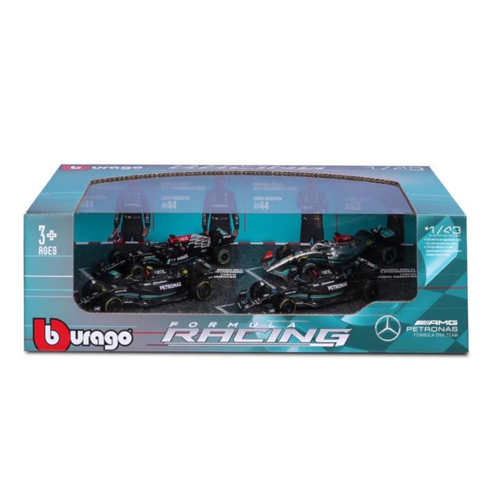 Bburago F1 Mercedes Benz 4 Pack British GP Lewis Hamilton 1:43 Scale Collectible Set