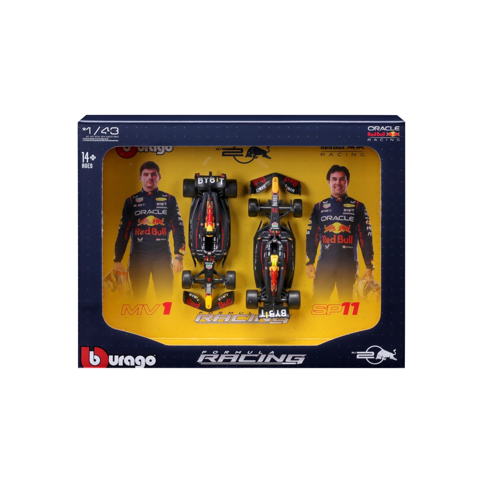 Bburago F1 Red Bull Racing RB20 2024 Two Pack Verstappen And Perez 1:43 Scale Model Set
