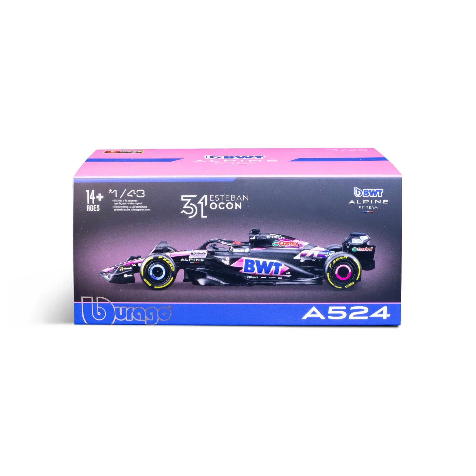 Photos - Other Toys Bburago F1 BWT Alpine F1 Team A524 With Ocon Helmet 1:43 Scale Model B18-38220O 2024