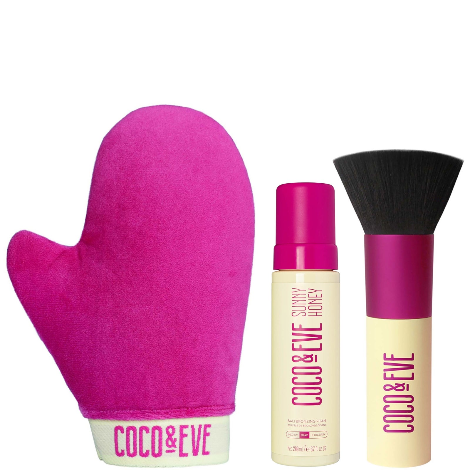 Coco & Eve Bali Bronzing Foam + Tanning Mitt + Brush - Dark