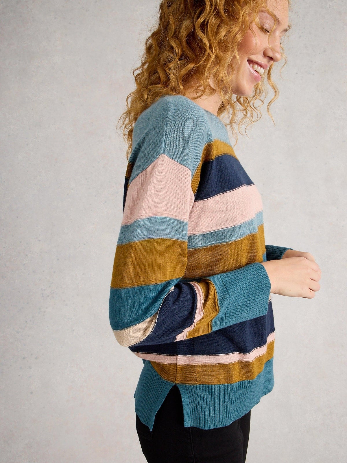 Gestreifter Pullover Olive - 48