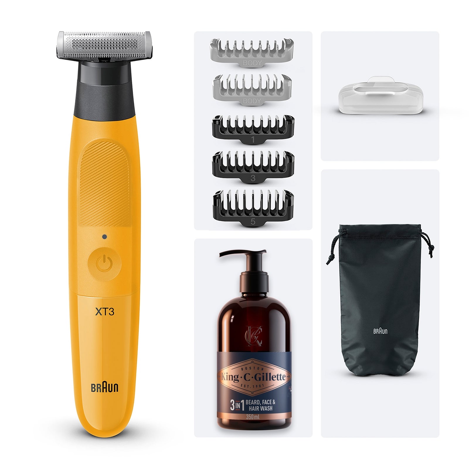 Braun Series XT3 All-in-One Electric Razor & Trimmer for Men, Yellow | 4D FlexBlade, 7 Styling Tools, 6-Month Blade Life, 45 min Cordless Use, Waterproof, Model - XT3205 - Image 6