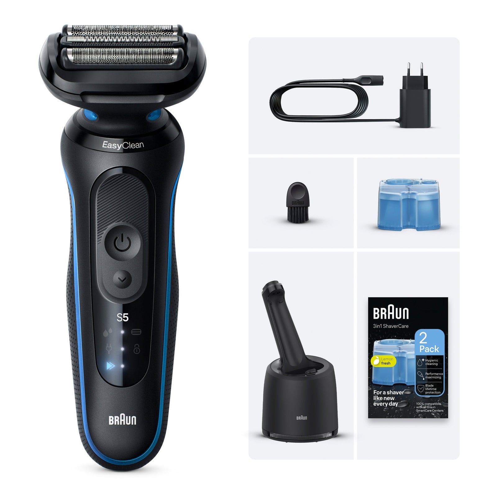 Braun Electric Shaver, Series 5, With SmartCare Center, 52-B7000cc, Blue, One Colour, Men - Image 9