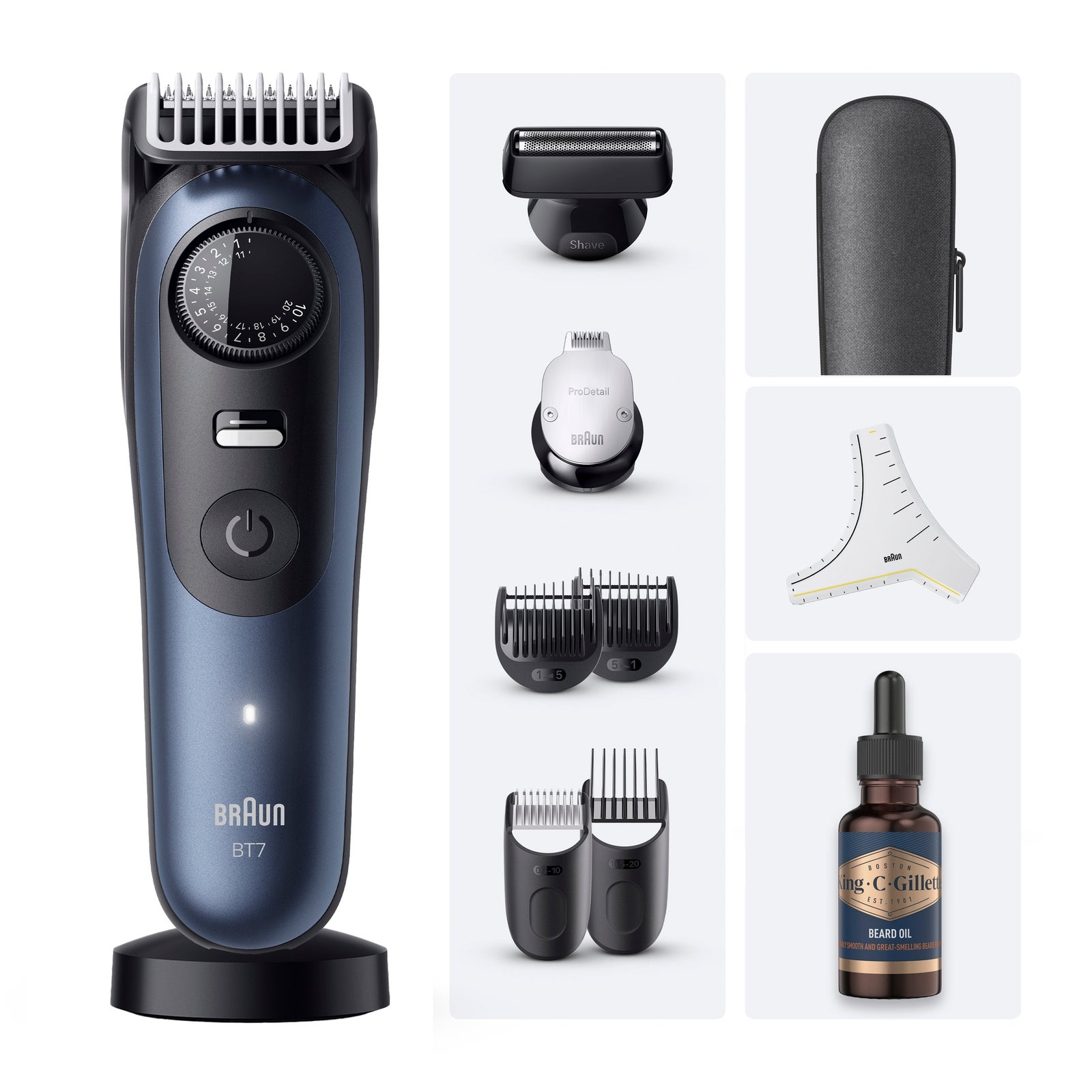 Braun Beard Trimmer Series 7, +10 Barbering Tools, 40 Lengths, Problade, Bt7540, Blue - Image 18