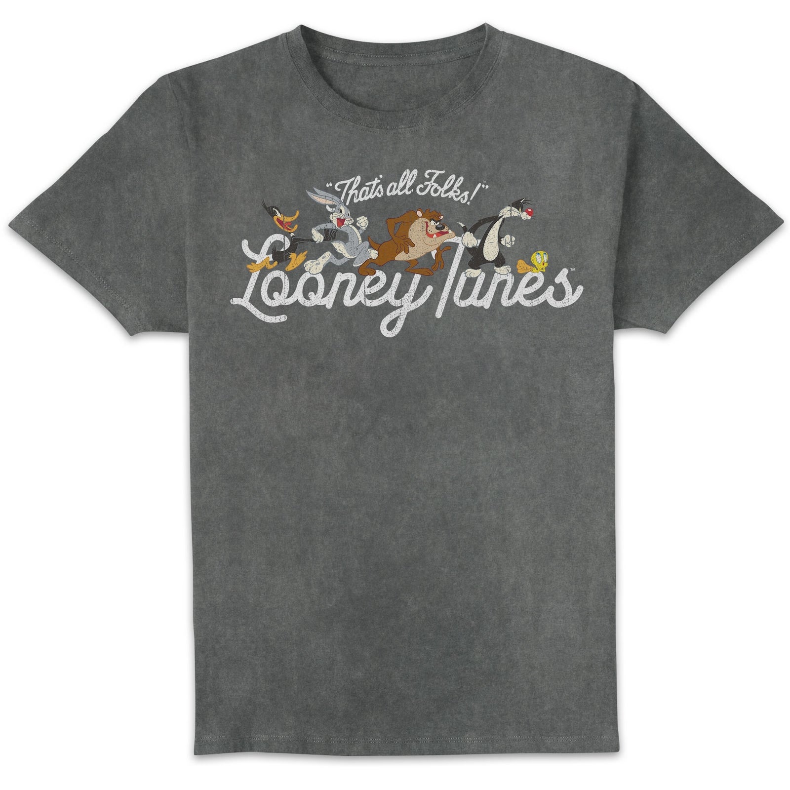 Looney Tunes Retro Lineup Unisexe T-shirt - Noir Délavé