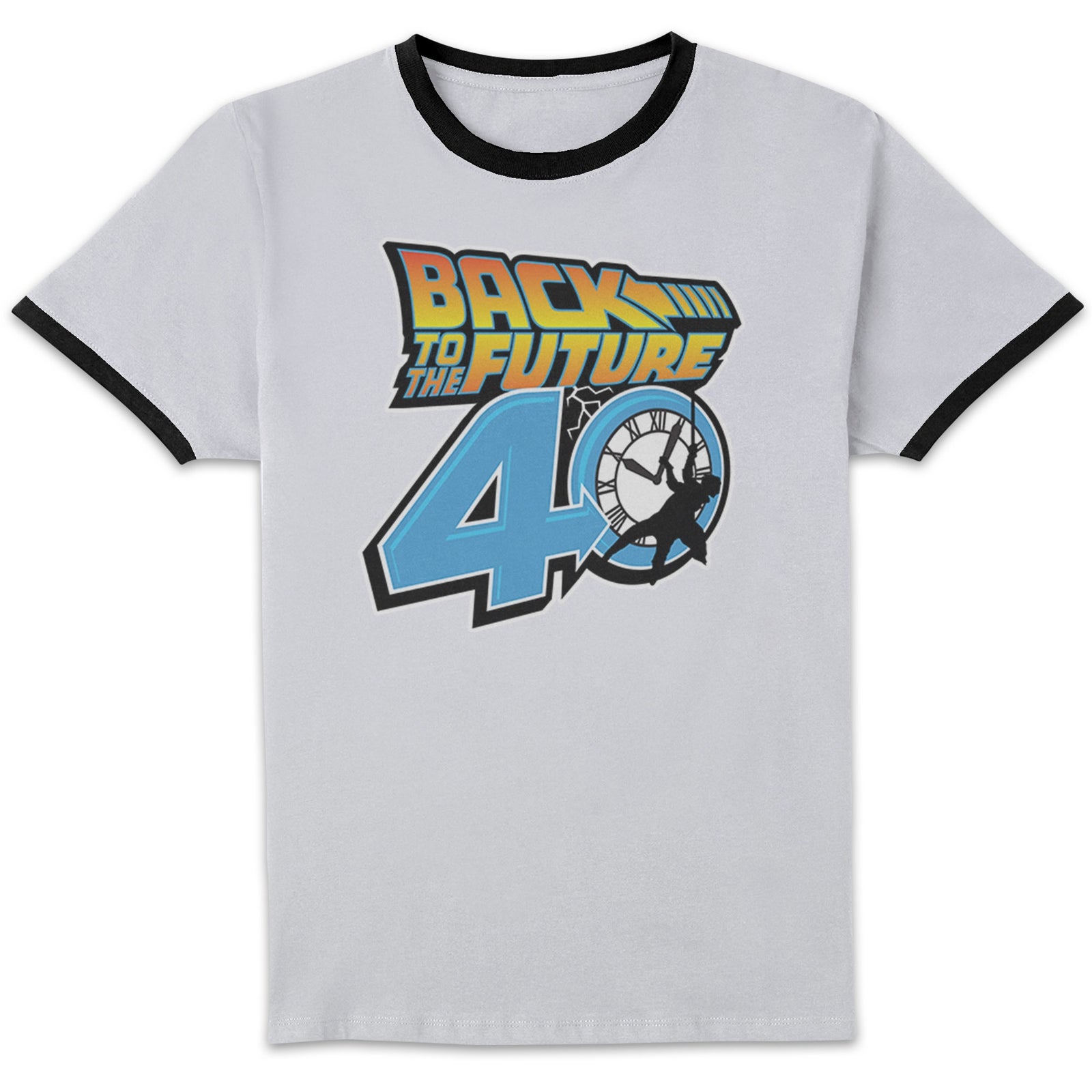 Back To The Future Anniversary Logo Unisex Ringer T-Shirt - White/Black - S