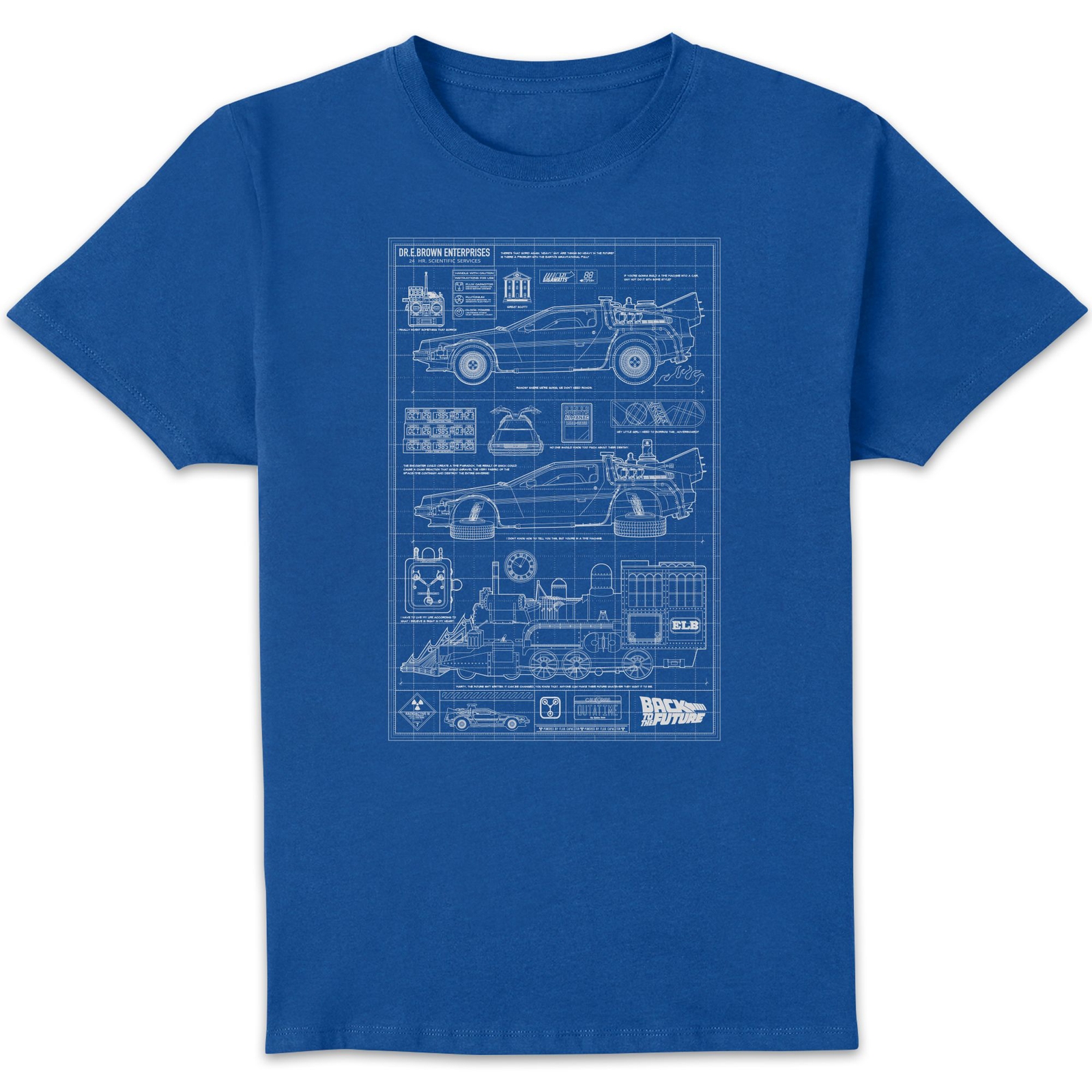 Back To The Future Schematics Unisex T-Shirt - Blue - S