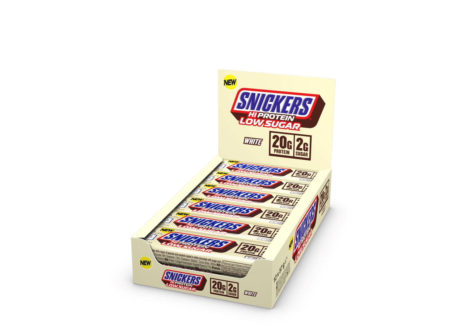 Myprotein UK Snickers® SNICKERS® White Choc HiProtein Low Sugar Bars | 12 x 57g