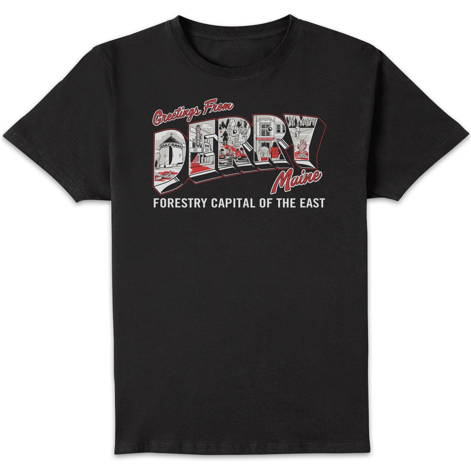 IT - Welcome To Derry Postcard Unisex T-Shirt - Black - M