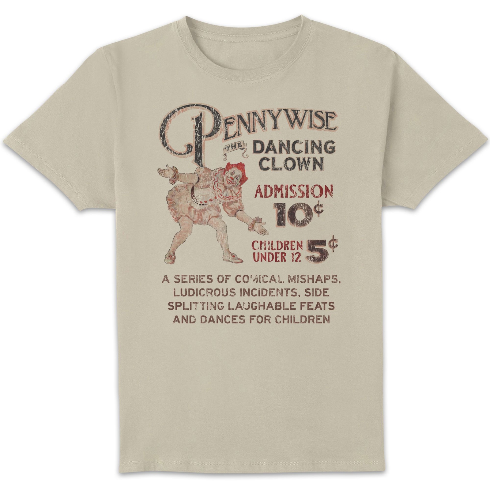 IT - Welcome To Derry Pennywise Vintage Unisex T-Shirt - Cream - L