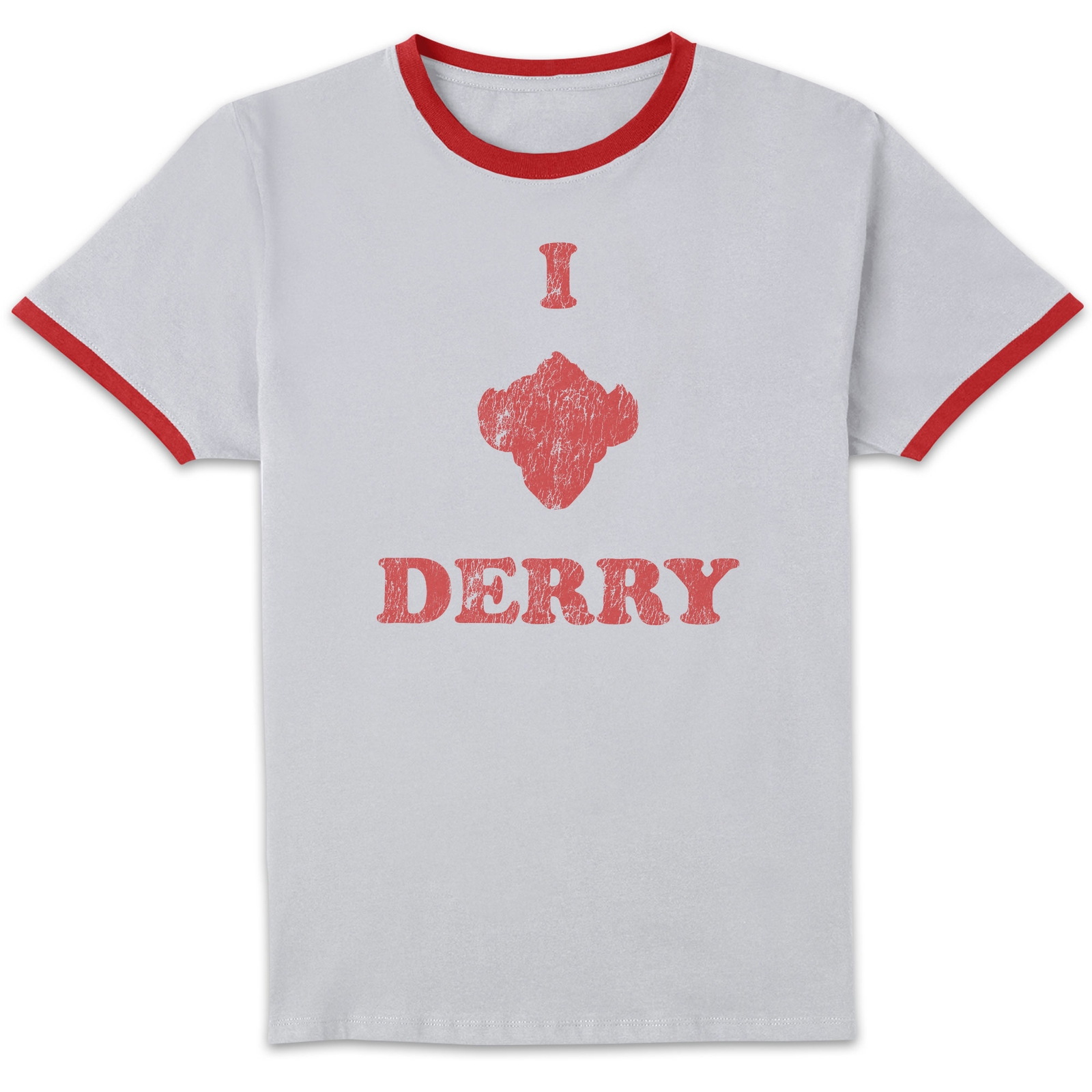 IT Chapter 2 I Heart Derry Unisex Ringer T-Shirt - White/Red - M