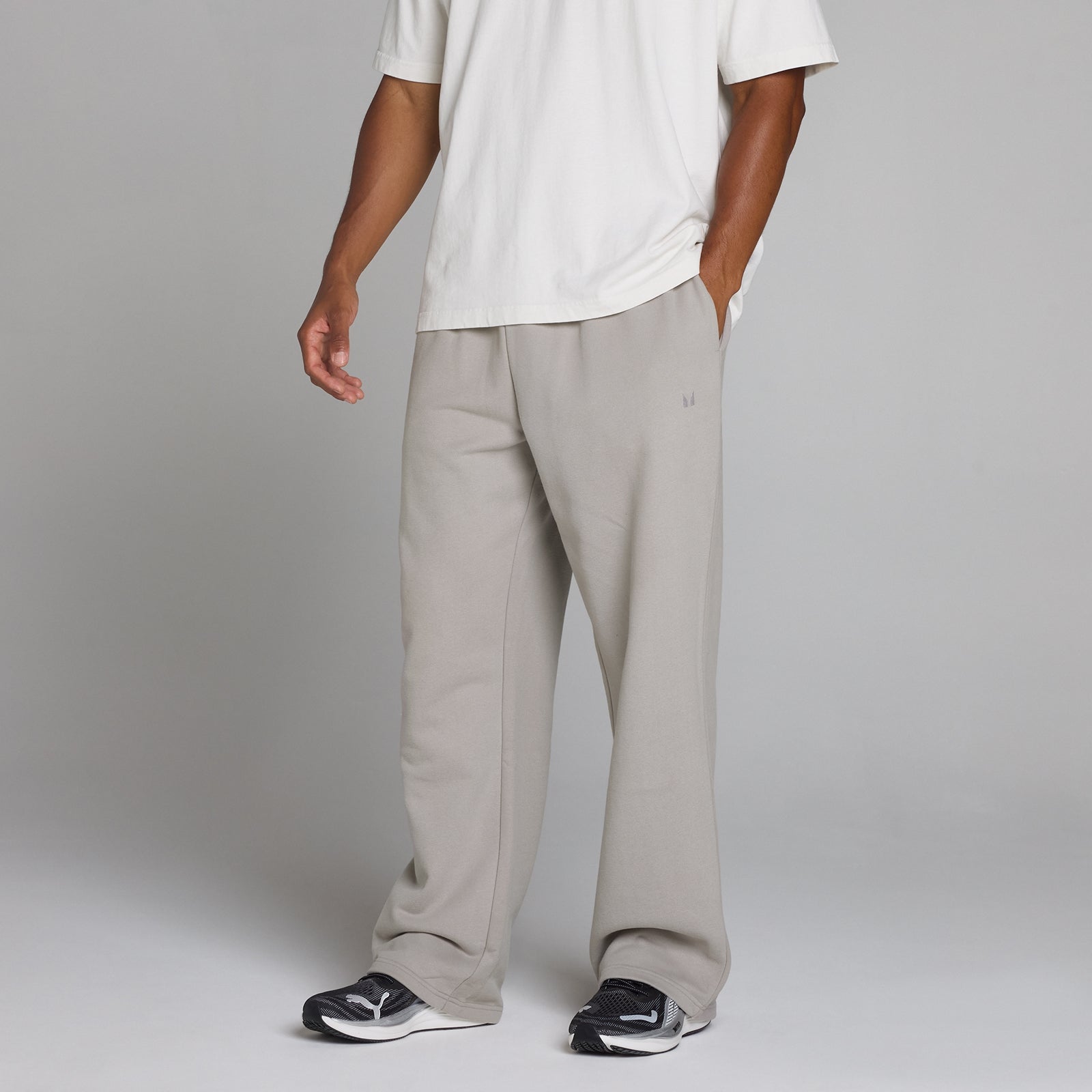Pantaloni Jogger Picior Drept Supradimensionați - Gri Cretă - S