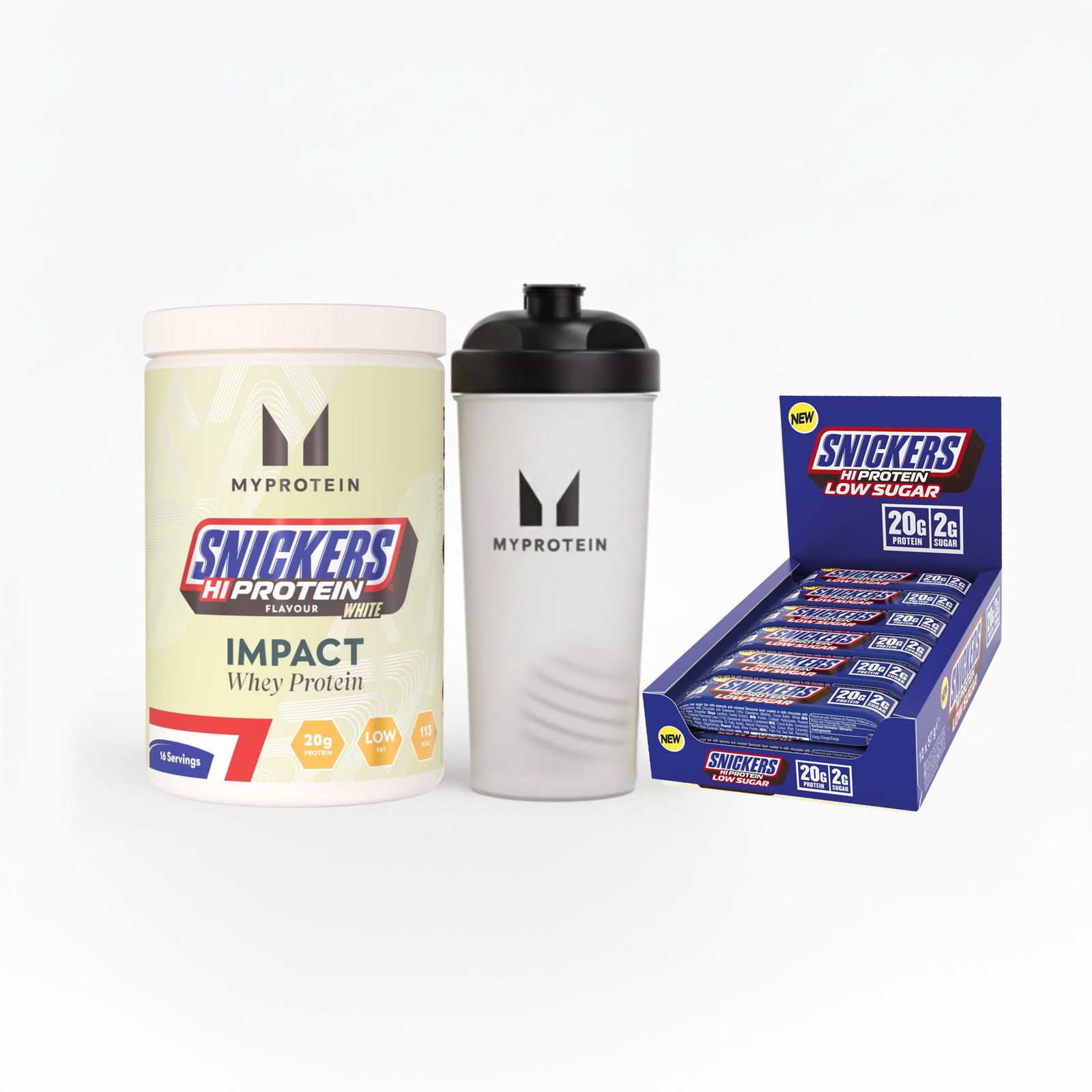 Myprotein UK MyProtein SNICKERS® Protein Bundle - Snickers Original HiProtein Bar - 500G - 15servings - Impact Whey Protein Snickers White