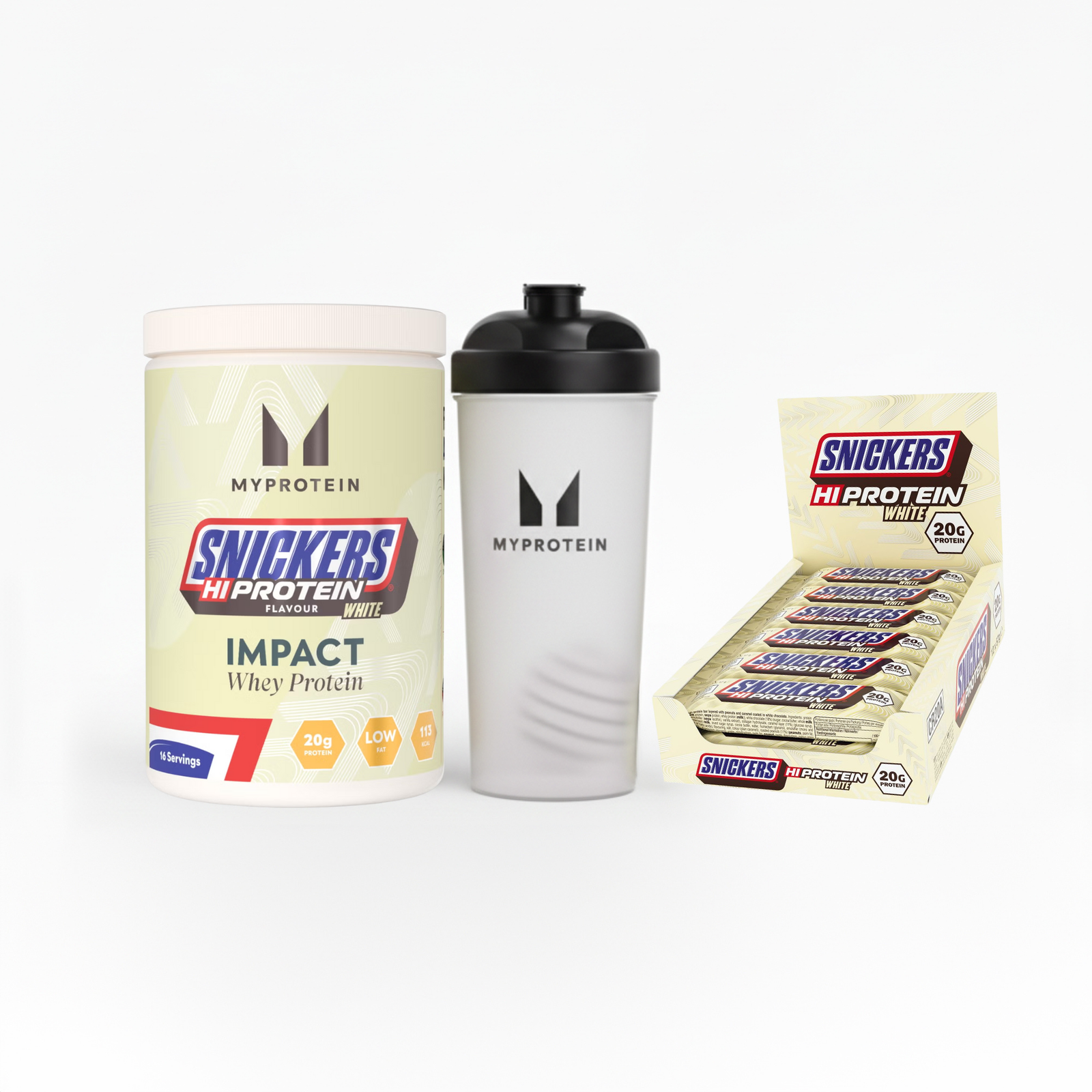 Myprotein UK MyProtein SNICKERS® Protein Bundle - Snickers White HiProtein Bar - 500G - 15servings - Impact Whey Protein Snickers White