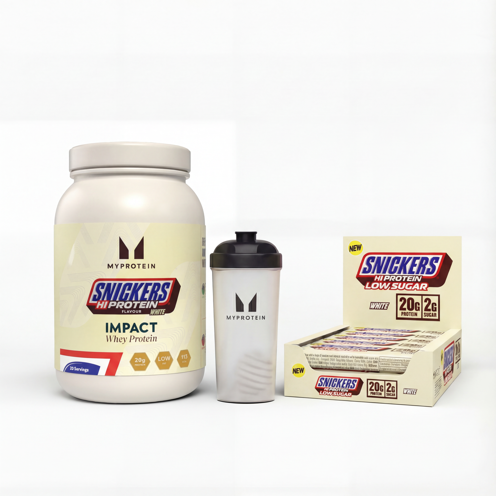Myprotein UK MyProtein SNICKERS® Protein Bundle - Snickers White HiProtein Bar - 1KG - 30servings - Impact Whey Protein Snickers White