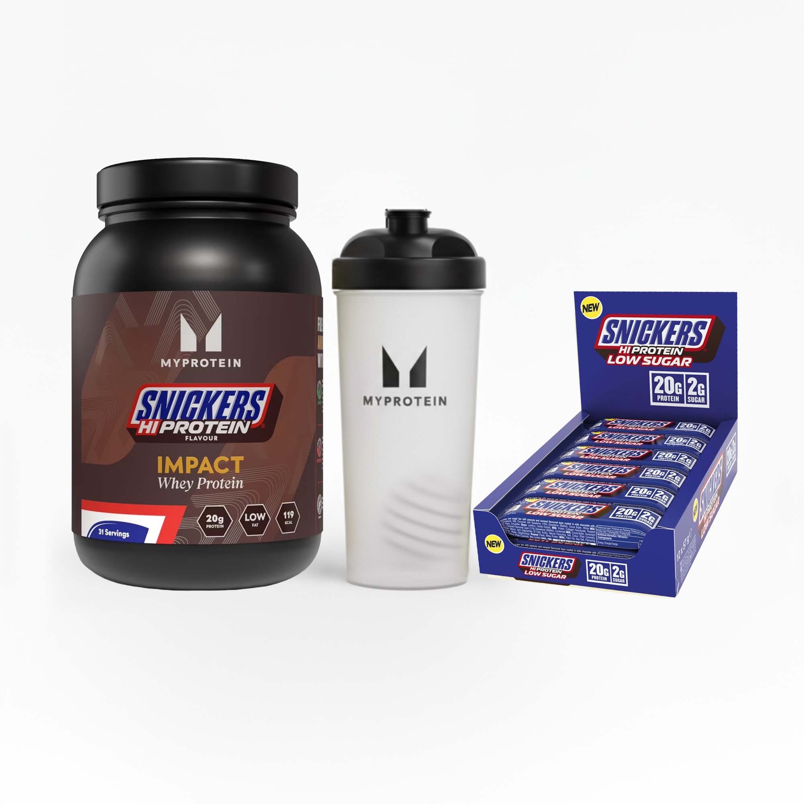 Myprotein UK MyProtein SNICKERS® Protein Bundle - Snickers Original HiProtein Bar - 1KG - 30servings - Impact Whey Protein Snickers Original