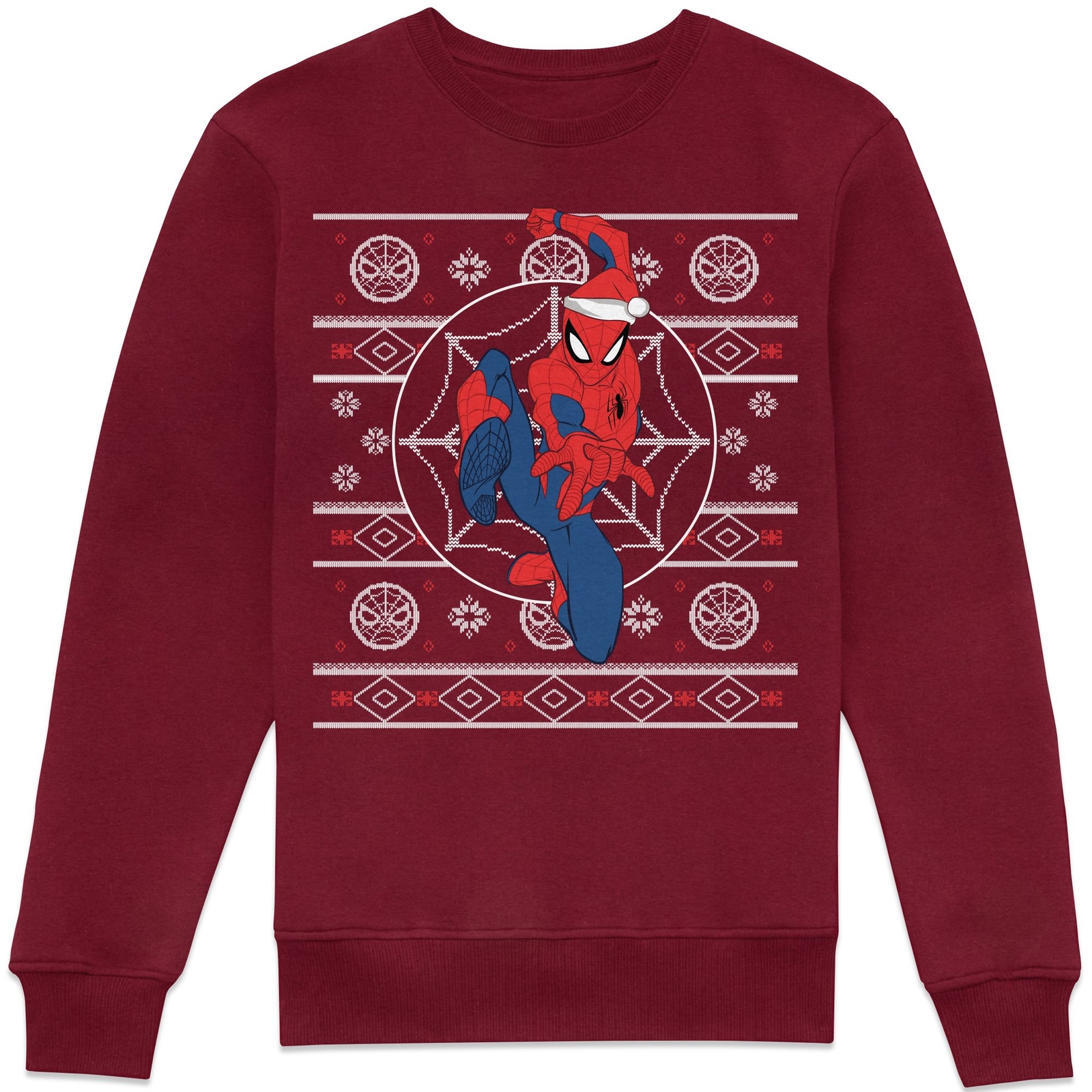 Marvel Spiderman Christmas Jumper Sweatshirt - Burgundy - XS