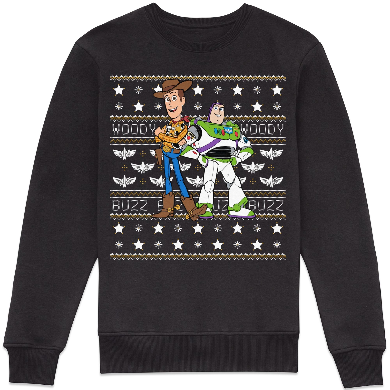 Disney Woody And Buzz Christmas Jumper Sweatshirt - Black - XXL