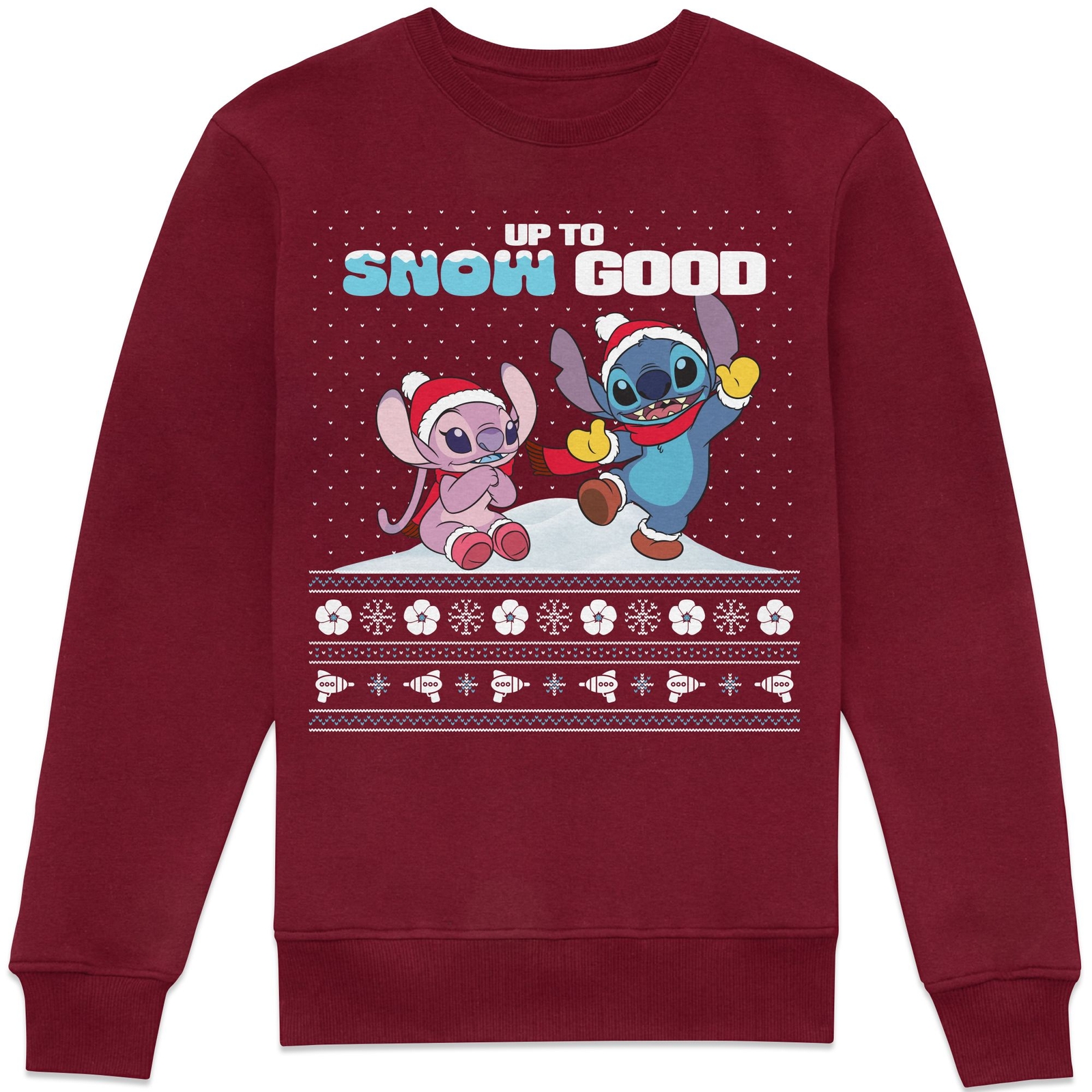 Disney Lilo & Stitch Christmas Jumper Sweatshirt - Burgundy - S
