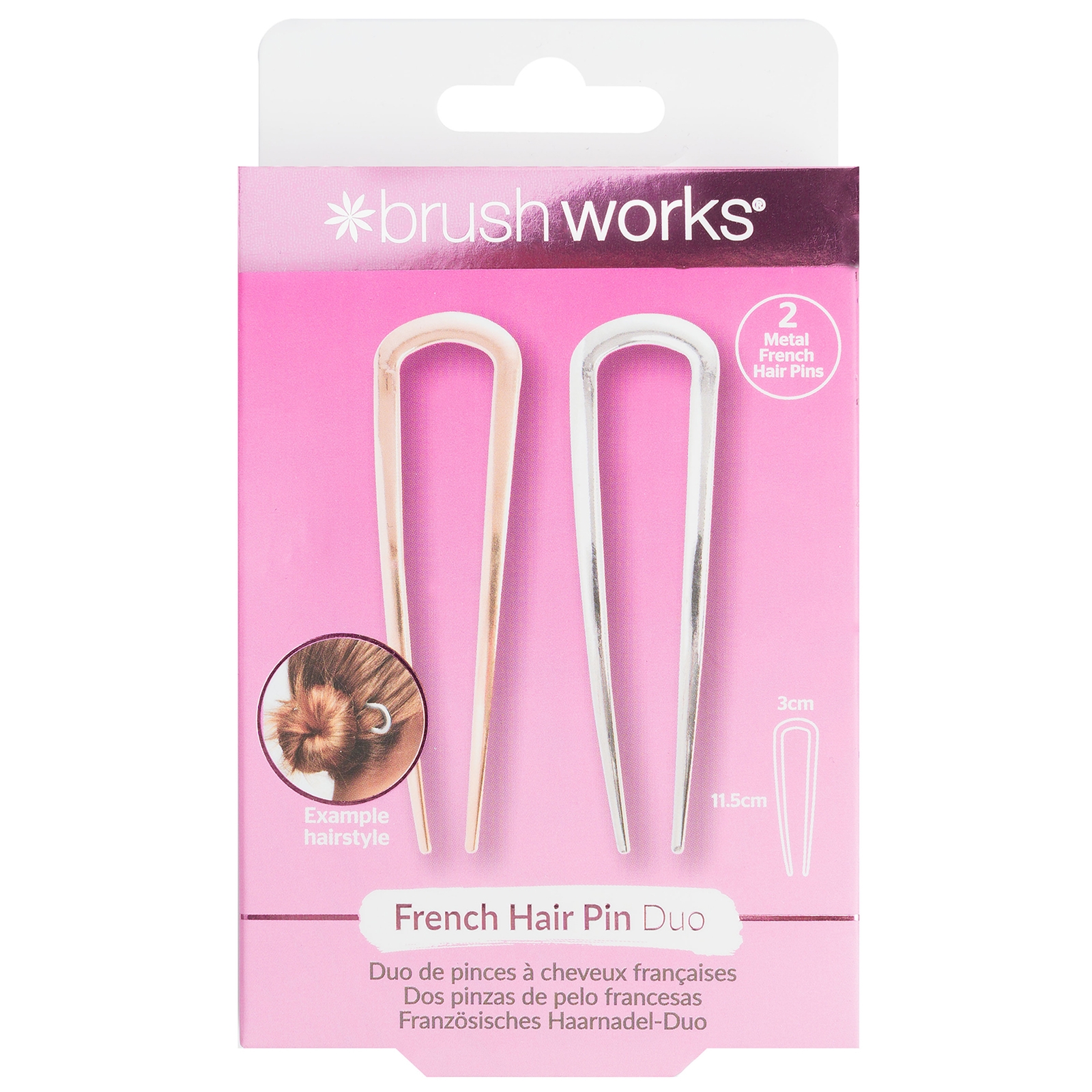 Brushworks French Hair Pin Duo - Gold & Silver