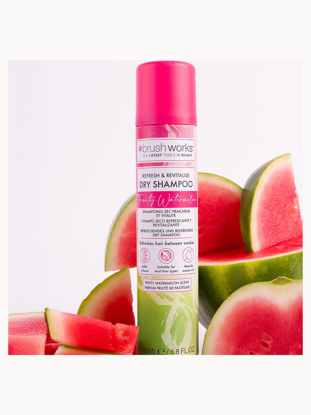 Brushworks Refresh & Revitalise Fruity Watermelon Dry Shampoo 200ml 4