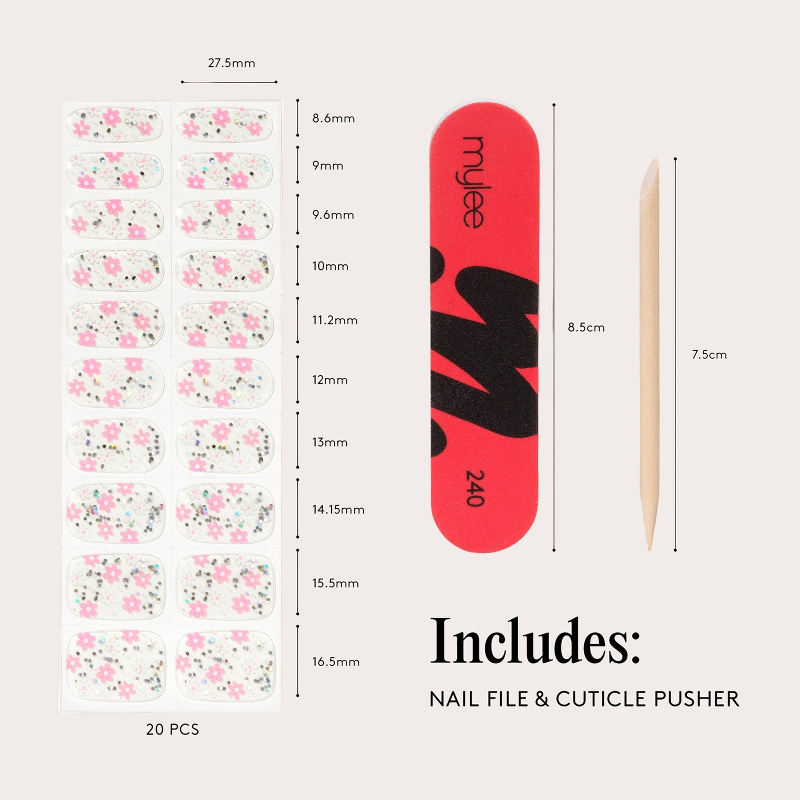 Mylee Gel Nail Wraps Freshly Picked 3