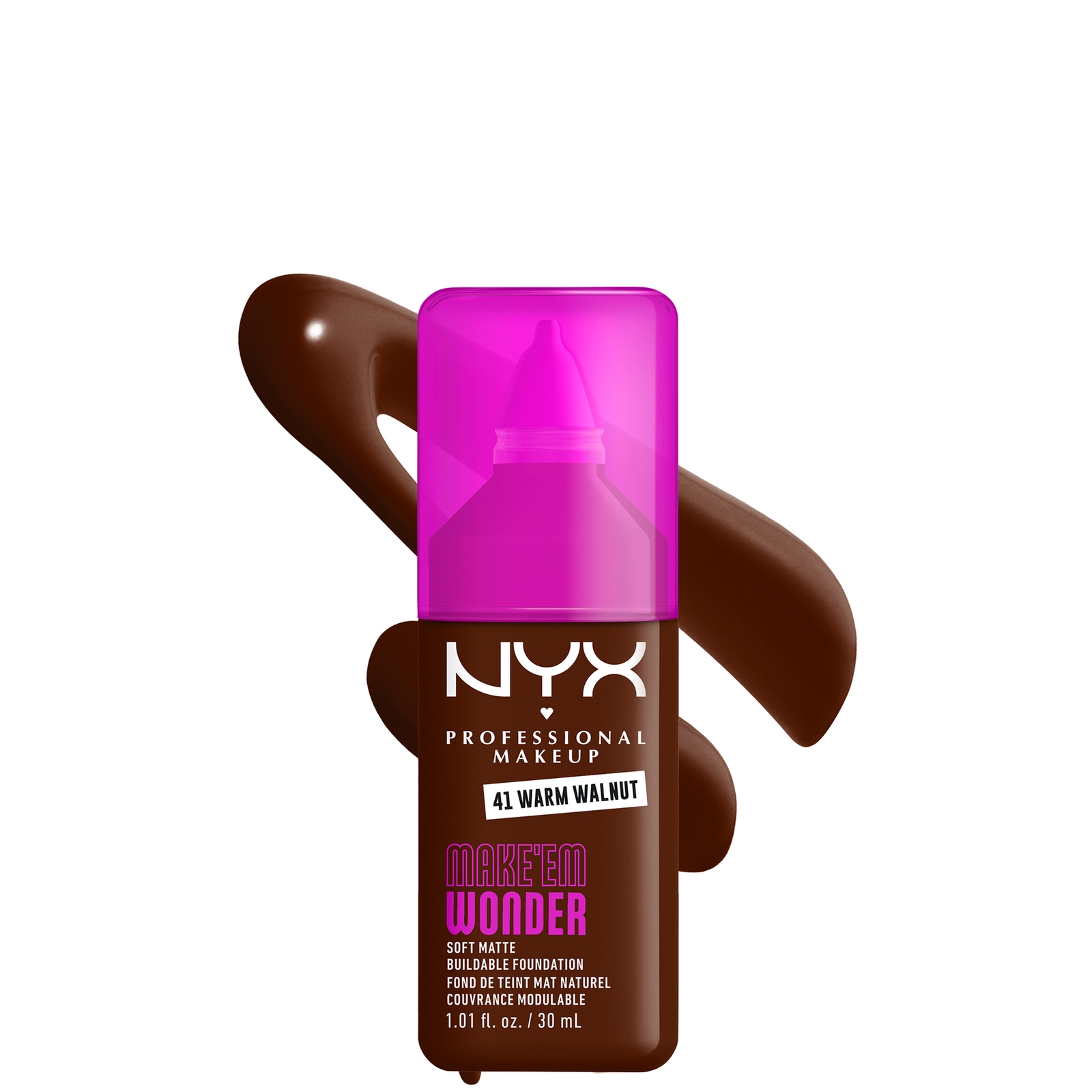 NYX Professional Makeup Make 'EM Wonder, 24H Soft Matte Foundation (Various Shades) - Warm Walnut