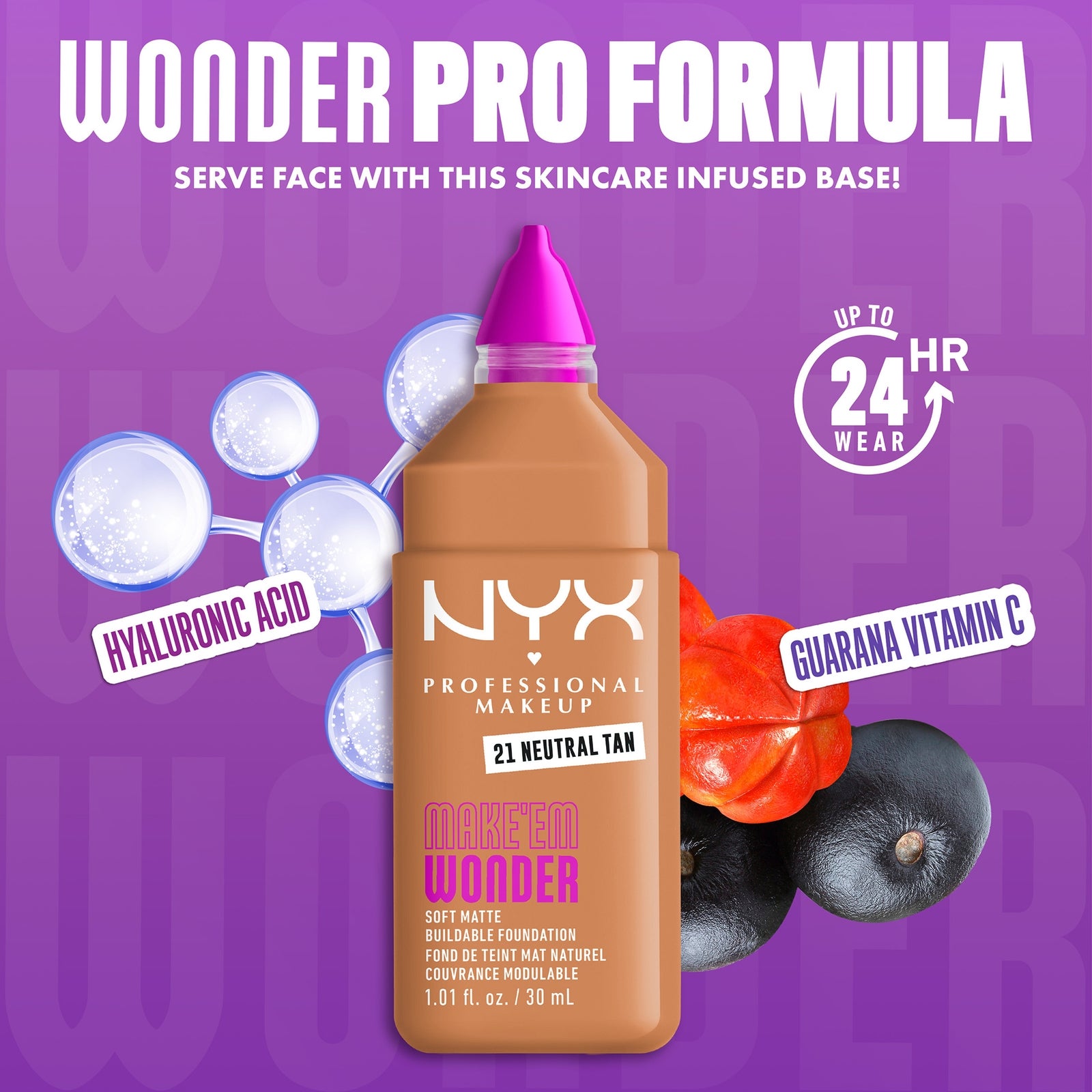 NYX Professional Makeup Make 'EM Wonder, 24H Soft Matte Foundation (Various Shades) - Neutral Tan 4